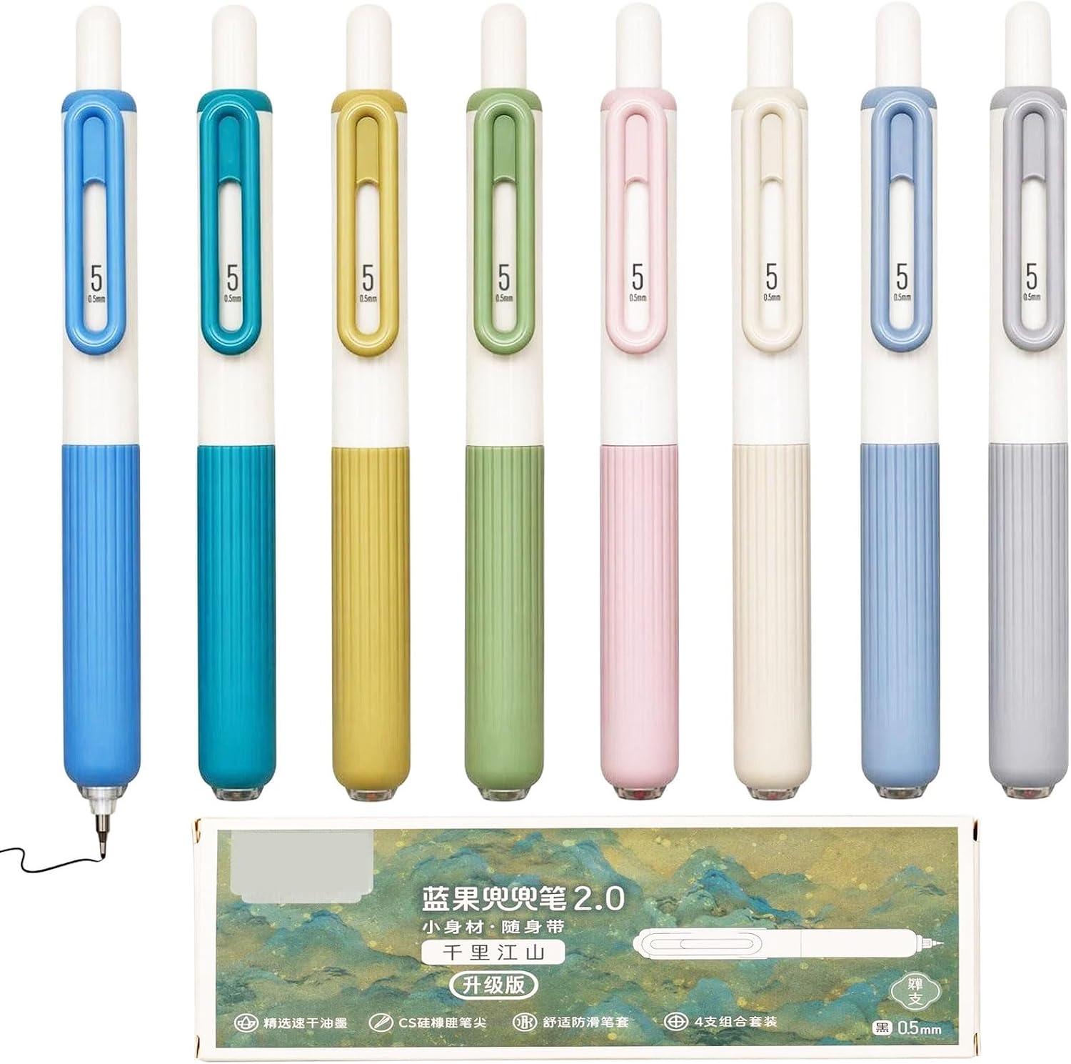 8 Pcs Colorful Short Round Pocket Pen Retractable Tremor Parkinson Pens