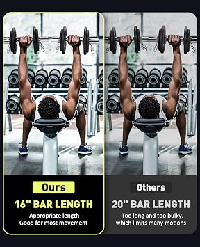 AboveGenius 16 Olympic Dumbbell Handles, Solid Steel Loadable Weight Bars for 2-Inch Plates, Adjustable Home Gym Strength Training Equipment (Includes 4 Spring Collars)