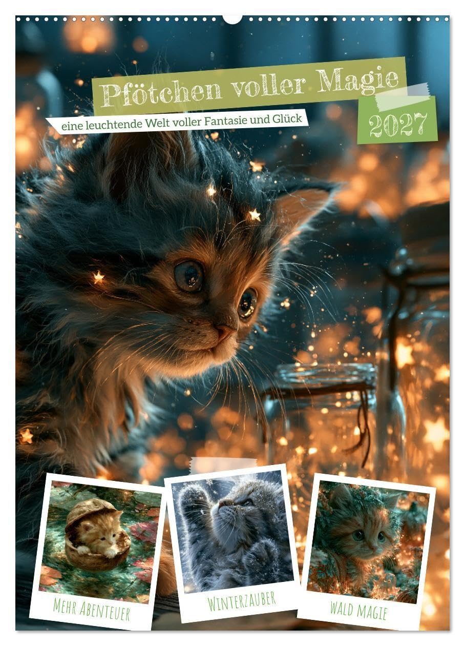 Pfötchen voller Magie (Wandkalender 2027 DIN A2 hoch), CALVENDO Monatskalender: Ein liebevoll gestalteter Kalender voller Magie, Leichtigkeit und unvergesslichen Wohlfühlmomenten. (CALVENDO Tiere)