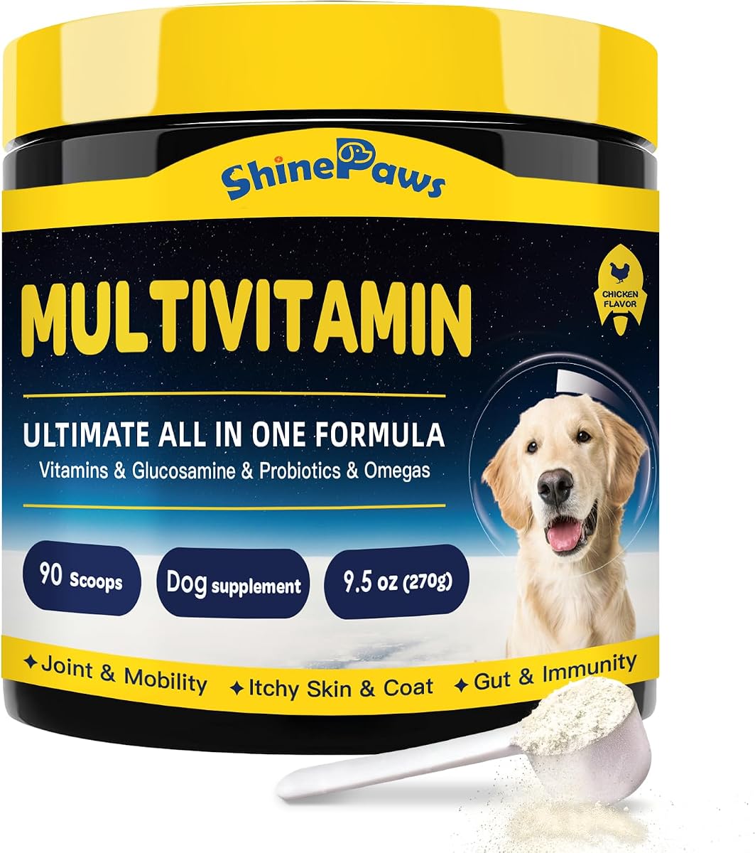 Dog Vitamins Powder, Daily Essential Supplements, 9.52 oz | Dog Multivitamin with Probiotics, Glucosamine & Omega 3, Supports Gut, Joint, Skin & Coat, Immune Health, All Breeds & Sizes
