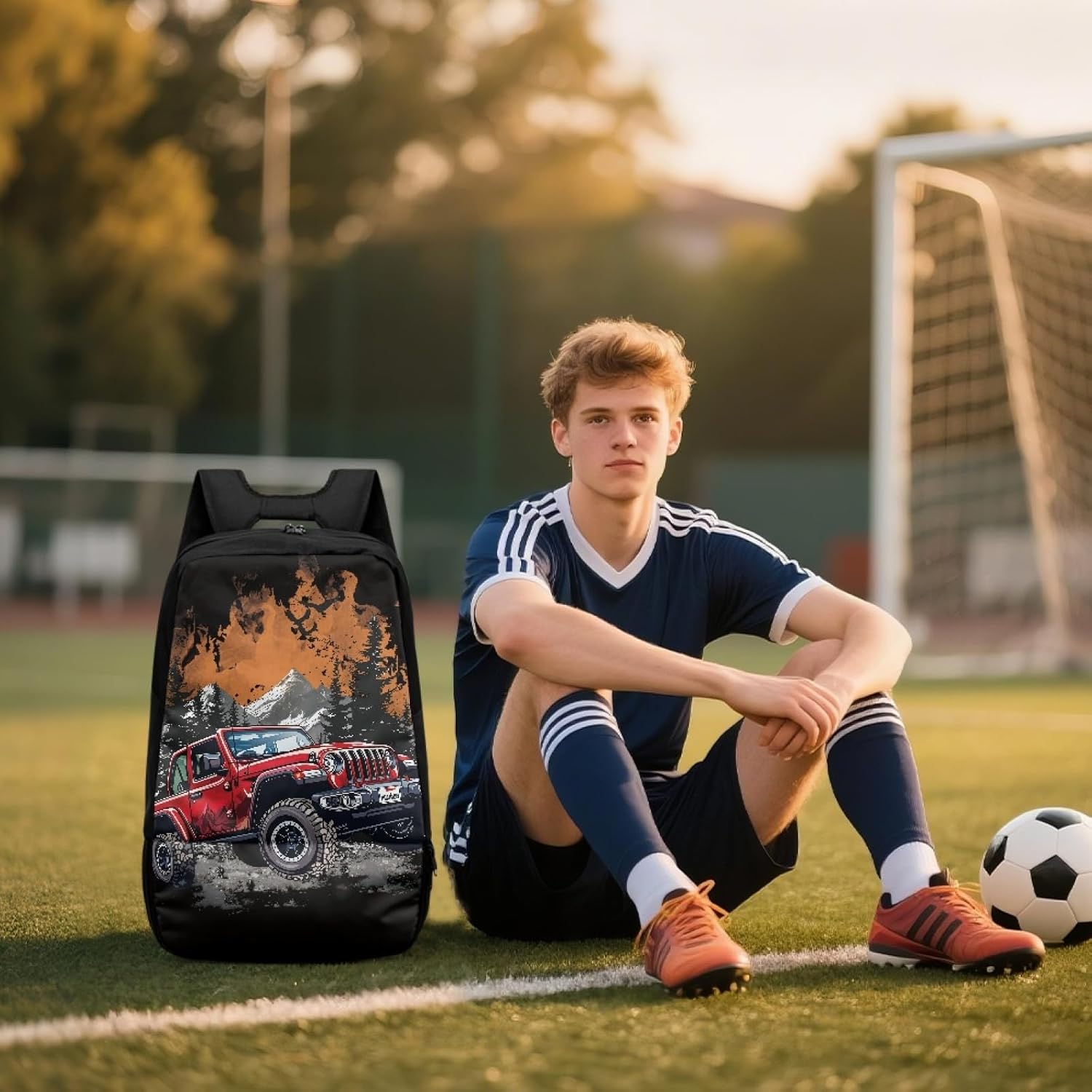 Car Boys Equipment Bag for Age 3-14 Kids Backpack with Shoe Compartment,Black Duffle Bags for Elementary Children Multifunctional Rucksack for Basketball