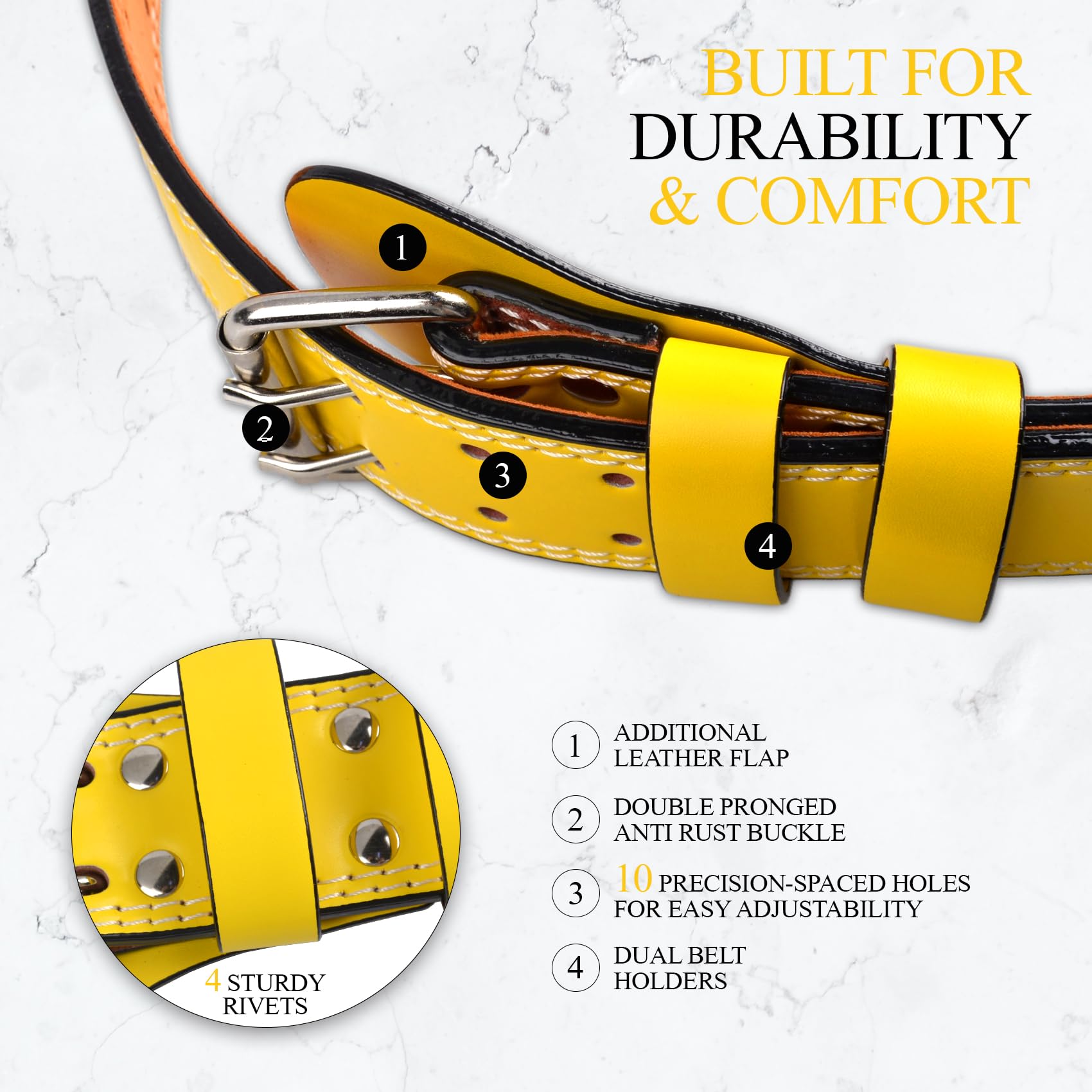 Cintura da palestra in pelle, 10,2 cm e 15,2 cm, supporto lombare imbottito, 10 fori regolabili per sollevamento pesi, powerlifting, bodybuilding, stacchi da terra, squat, allenamento di forza