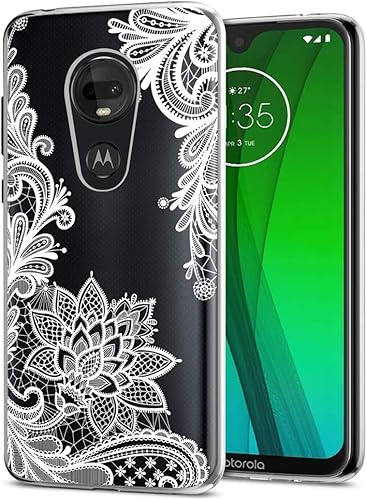 Funda de teléfono para Moto G7G7 Plus, delgada, a prueba de golpes, transparente, patrón floral, suave, flexible, funda protectora de TPU para