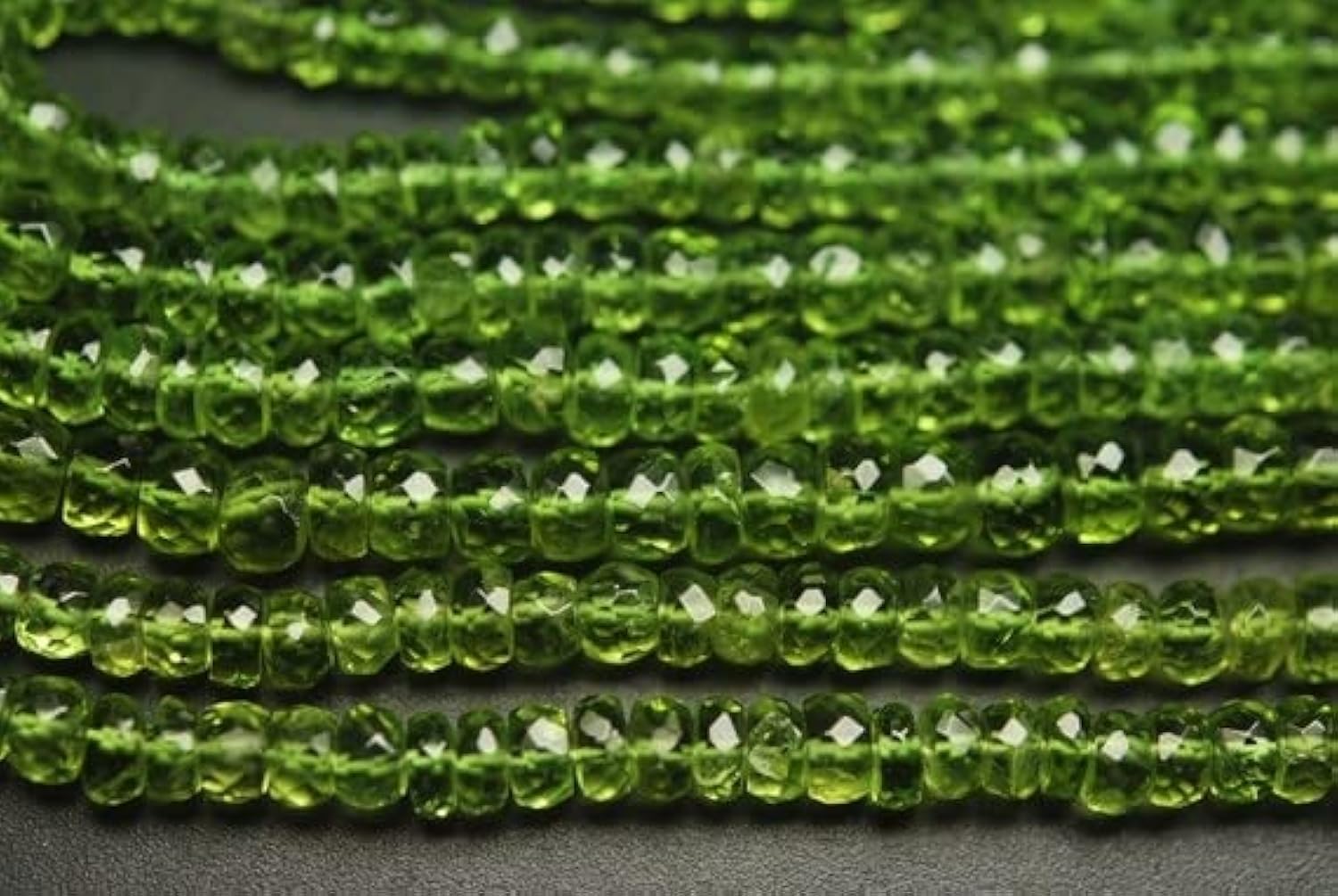 Peridot Faceted Rondelles de qualité AAA pour haute joaillerie