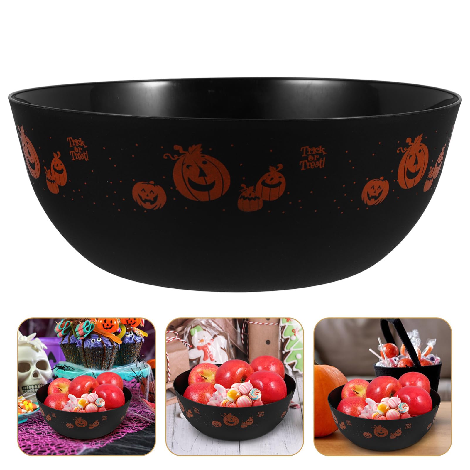 HOLIDYOYO Halloween Candy Bowl, Plastic Trick Treat Candy Dish Halloween Serving Bowl Snack Container Halloween Candy Holders Halloween Party Supplies Black