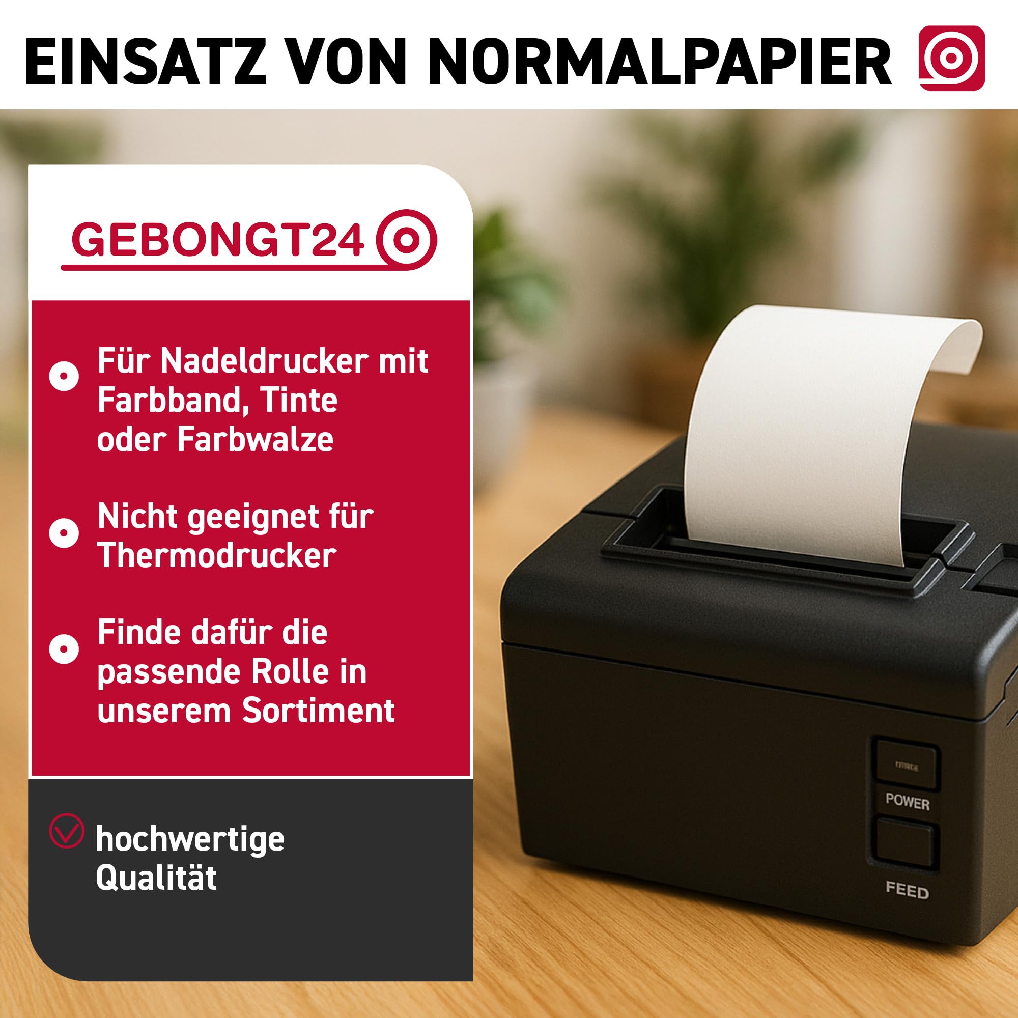 Additionsrolle (76mm × 60m × 12mm) – holzfreies Normalpapier – 50 Kassenrollen 80mm – ideal für Apotheken & Arztpraxen, Epson TM-J7700, Nadeldrucker, Tischrechner & Rechenmaschinen