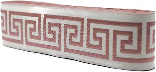 Miniatura 3 de 16 yardas de largo 2.67 pulgadas de ancho de cinta griega rosa y beige ribete jacquard para tus cortinas, cortinas, cinta de bandas, tela de