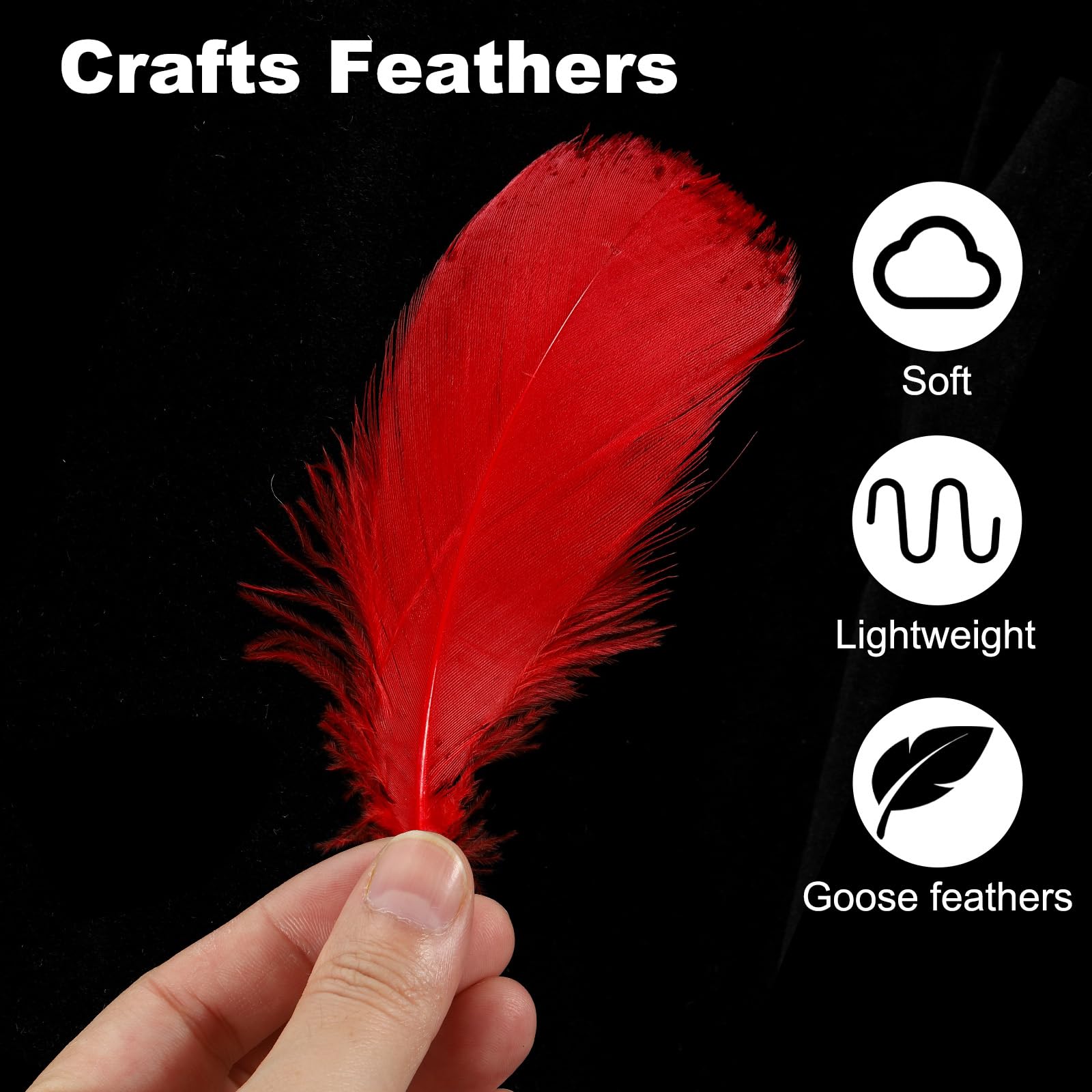 PATIKIL Colorful Feathers 3-5inch, 300pcs Goose Feathers Bulk for Crafts DIY Wedding Home Party Decorations Dream Catcher, Red - Image 3