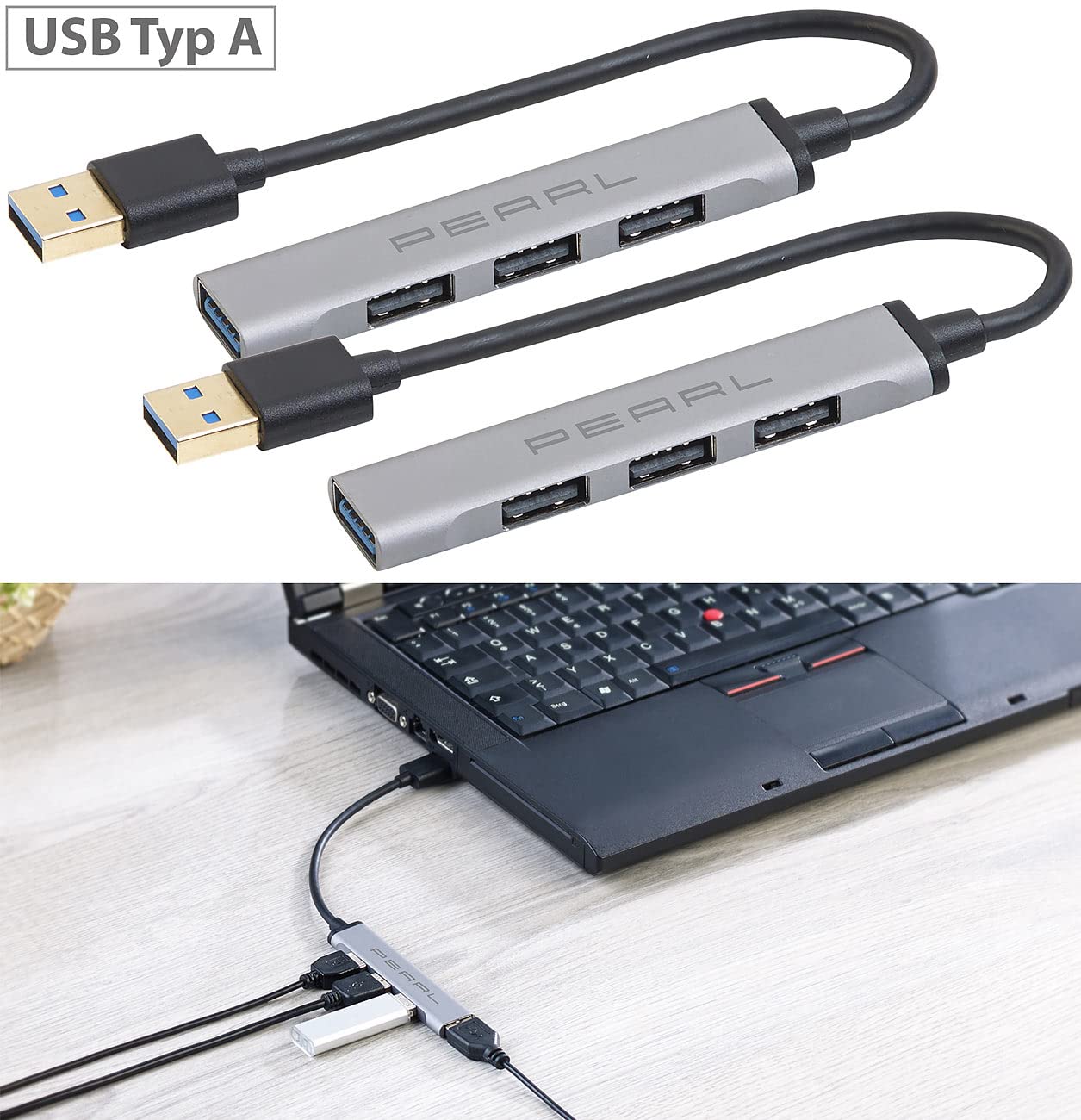 Pearl : 2 Hubs USB Passifs Avec 3 Ports USB 2.0 Et 1 Port USB 3 0