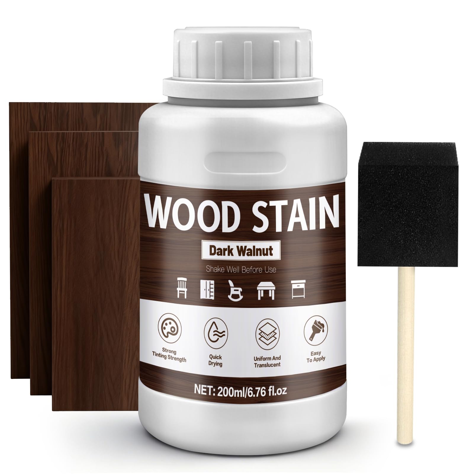 NoxGule Dark Oak Wood Stain, for Door, Stair, Fence, Coffee Table, 250ml