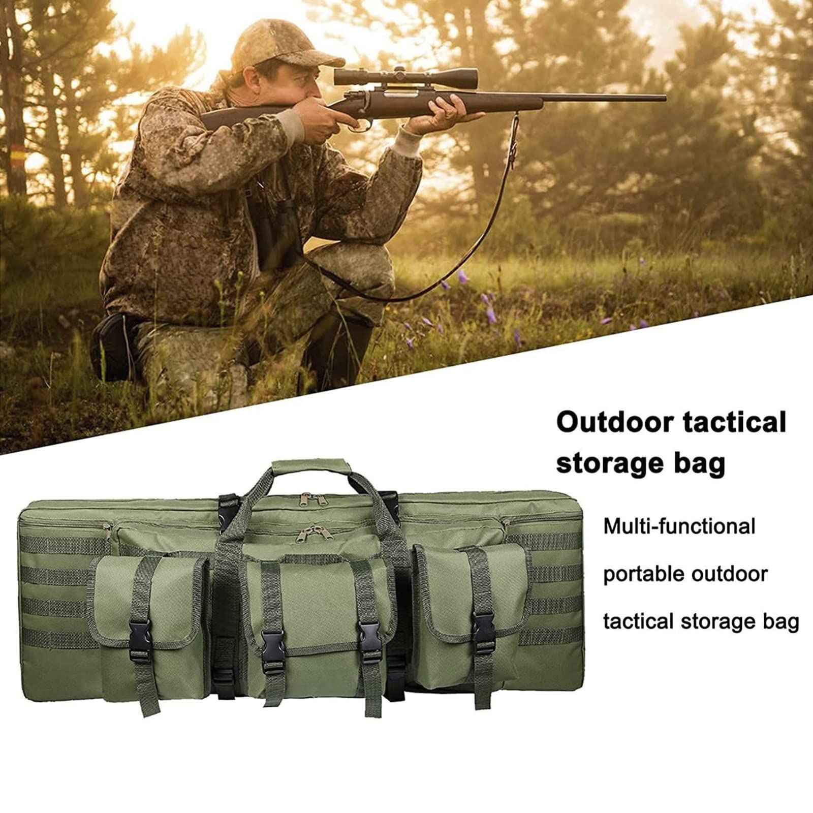 Funda Táctica para Fusil,Bolsa Doble para Rifle,Mochila para Fusil Suave y Acolchada,Bolsa para Escopeta Doble con Correa de Hombro Ajustable, Longitud Disponible en 90cm