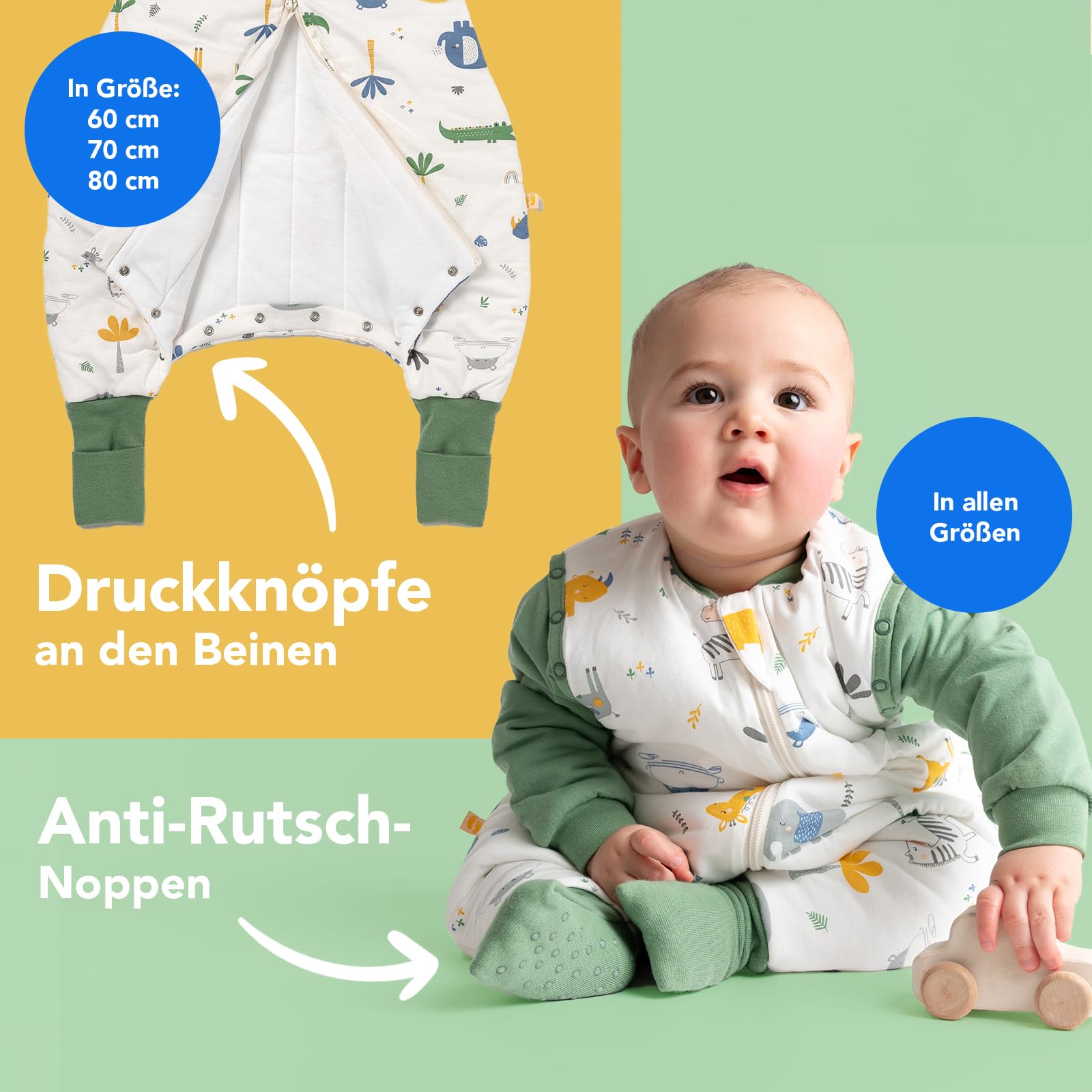 schlummersack Baby Kinder Schlafsack Winter | mit Füßen, umklappbaren Bündchen und abnehmbaren Ärmeln, warm gefüttert, Winterschlafsack, 3.5 Tog