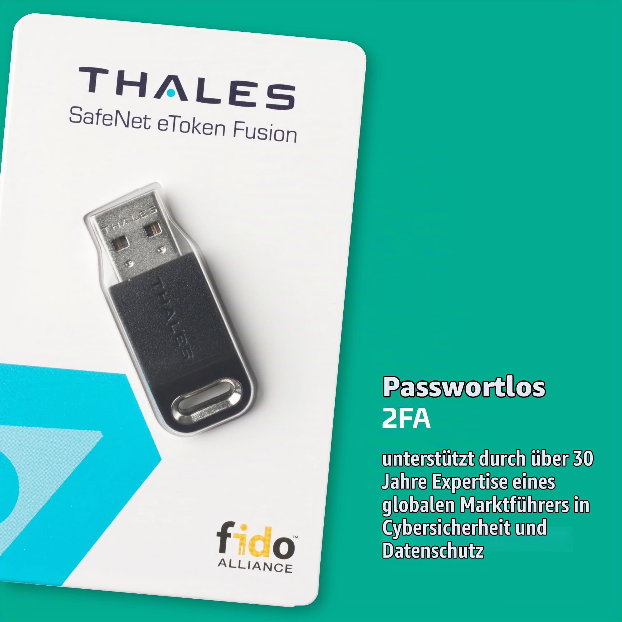 Thales SafeNet eToken Fusion, FIDO2-zertifizierter Sicherheitsschlüssel, USB-A, für Digitale Zertifikate oder FIDO2-Authentifizierung auf Web-Apps und Desktops