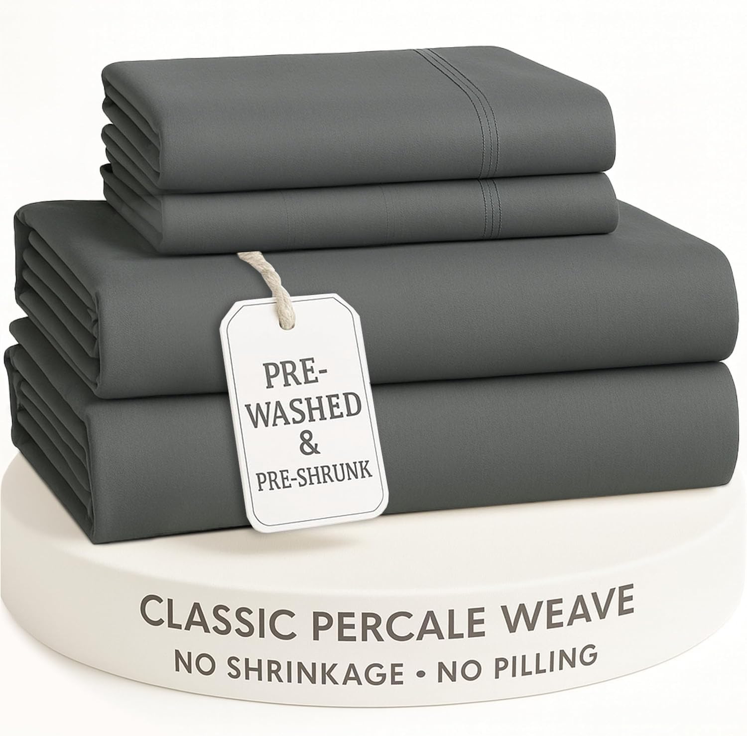 LANE LINEN Cal King Sheet Set – Long-Staple 100% Cotton, Naturally Cool & Soft, Pre-Washed Sheets in Crisp Percale Weave, Relaxed Comfort for Daily