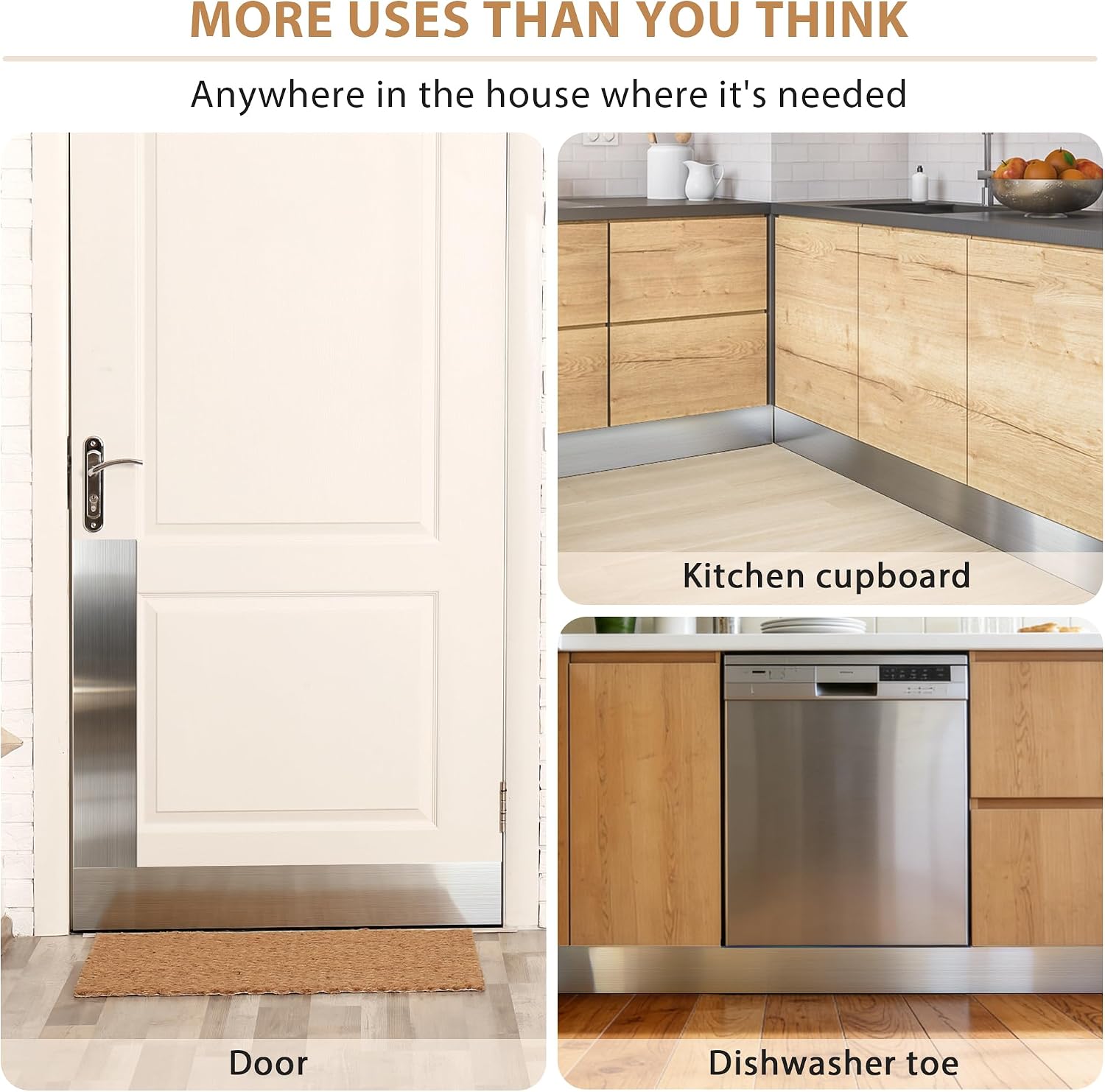 Peel and Stick Dishwasher Kick Plate Base Cover 3.94in x 11.5ft, Easy DIY Cuttable with Scissors Baseboard Molding Trim for Wall, Door, Kitchen Cupboard, Dishwasher Toe - Anti-Scratch Protection