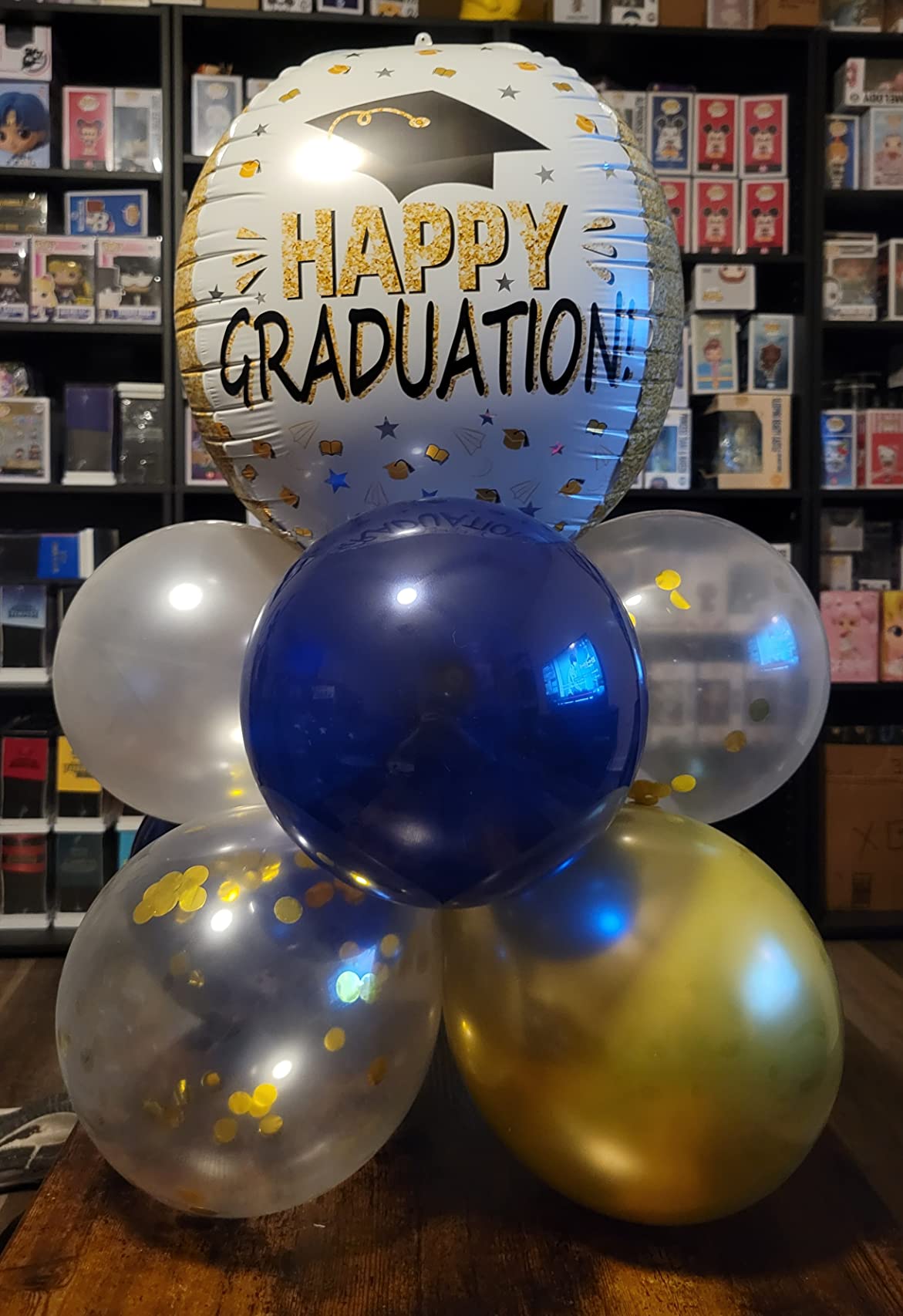Haolongfa Navy Blue And Gold Confetti Balloons,12 Inch 60Pcs Pearl White And Metallic Gold Latex Balloons For Graduation,Birthda