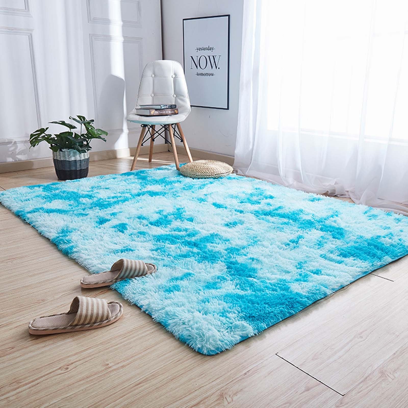 Tapis de chambre épais et doux au toucher bleu ciel de luxe