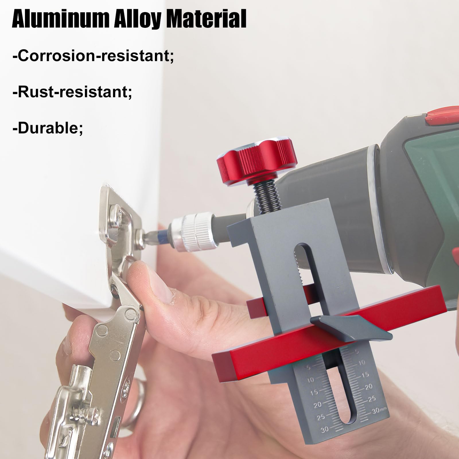 Gabarit De Positionnement Réglable Pour Portes D'Armoire - Alliage Aluminium, Foret Inclus - Outil 2en1 Levage Et Perçage