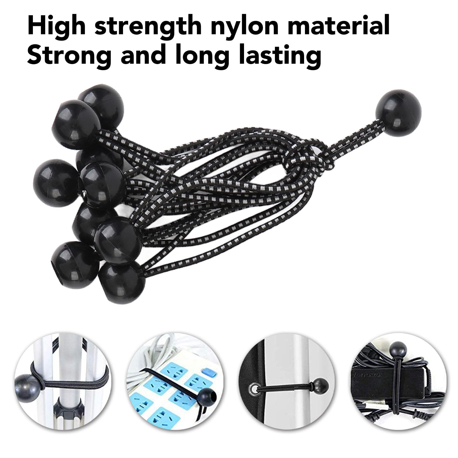 Windproof Tent Clips, 10 Pcs Canopy Clips with Elastic Rope and Plastic Buckle, High Strength Nylon Material,for Outdoor Tents, Canopies, Camping, Hiking, and Road Trips
