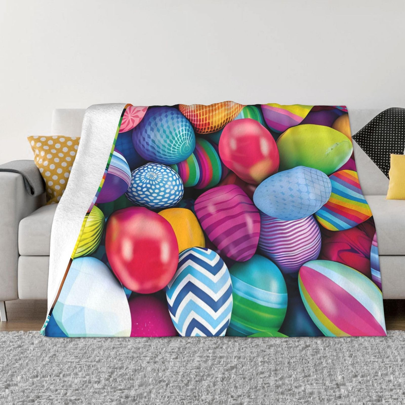 Couverture œufs de Pâques en flanelle 127x101 cm pour canapé