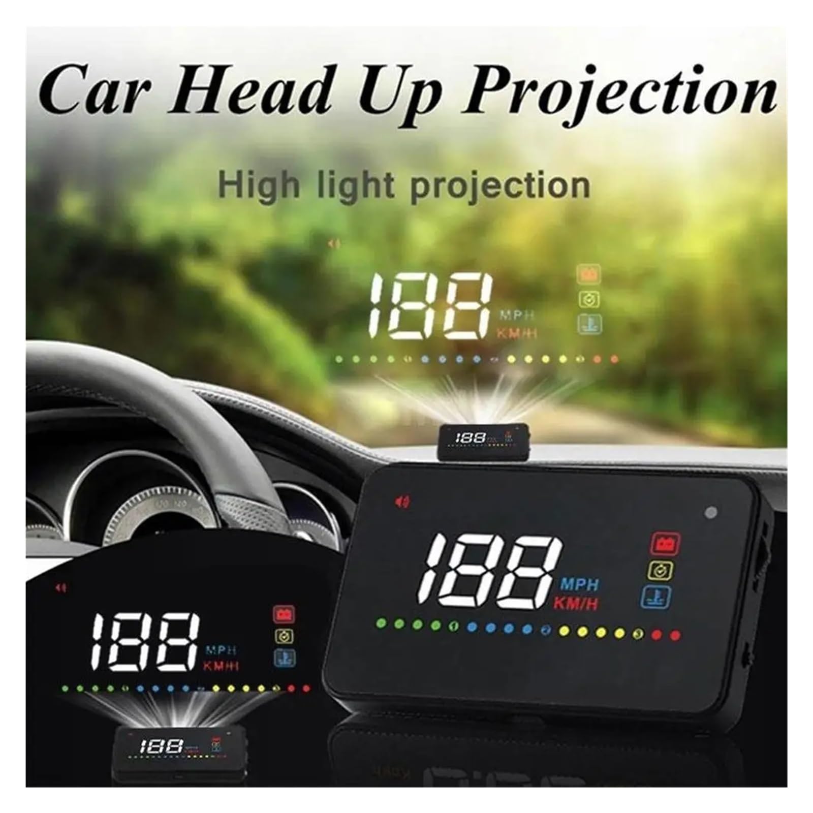 Proyector HUD De 3,5 Pulgadas, Pantalla Frontal Hacia Arriba, Advertencia De Velocidad, Combustible, Velocímetro OBD II, Sistema De Visualización KM/H, Estilo De Coche Instrumento Multifunción