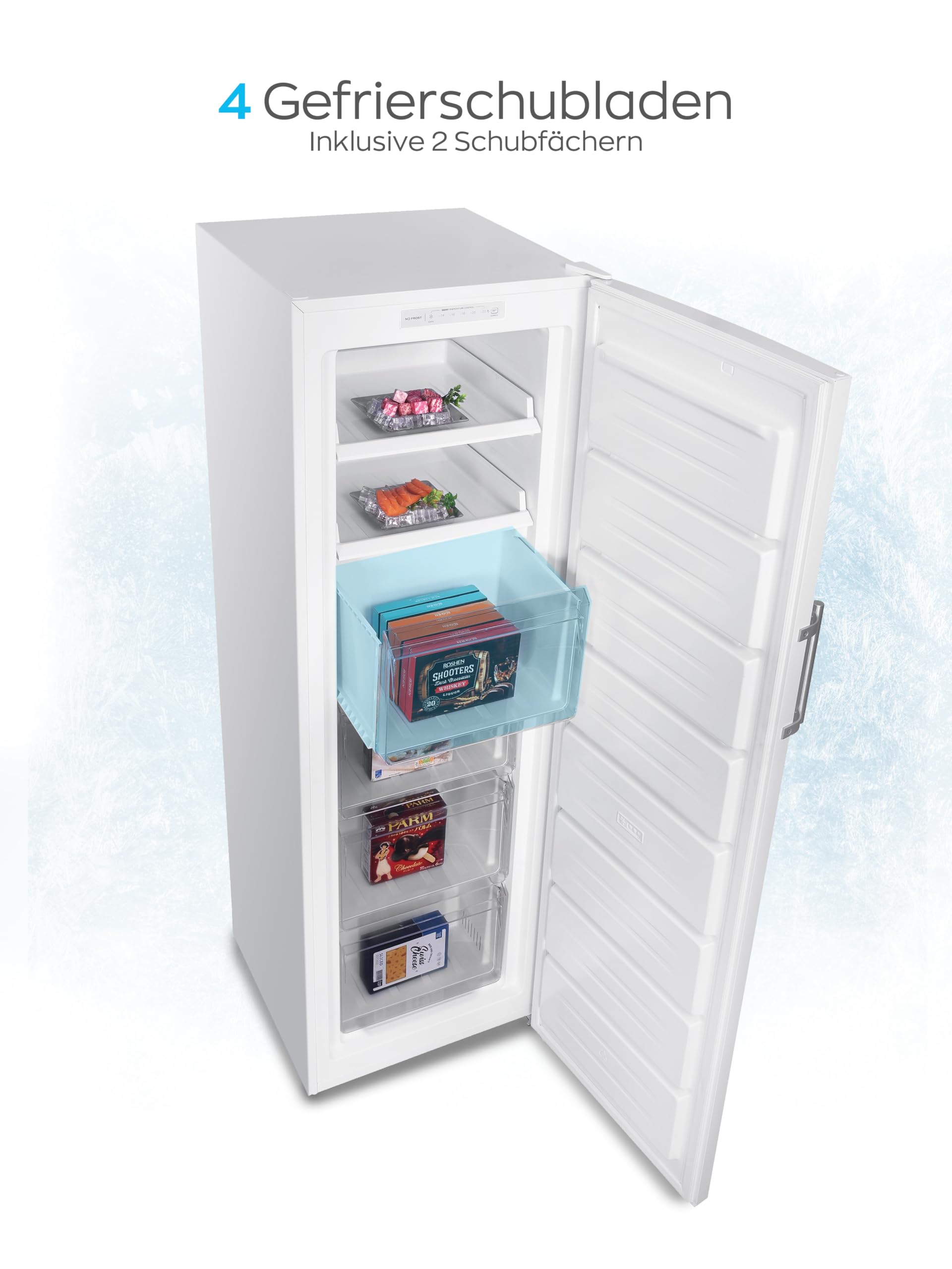 Heinrich´s Gefrierschrank 204L No-Frost -14°C~-22°C LED-Display wechselbarer Türanschlag weiß