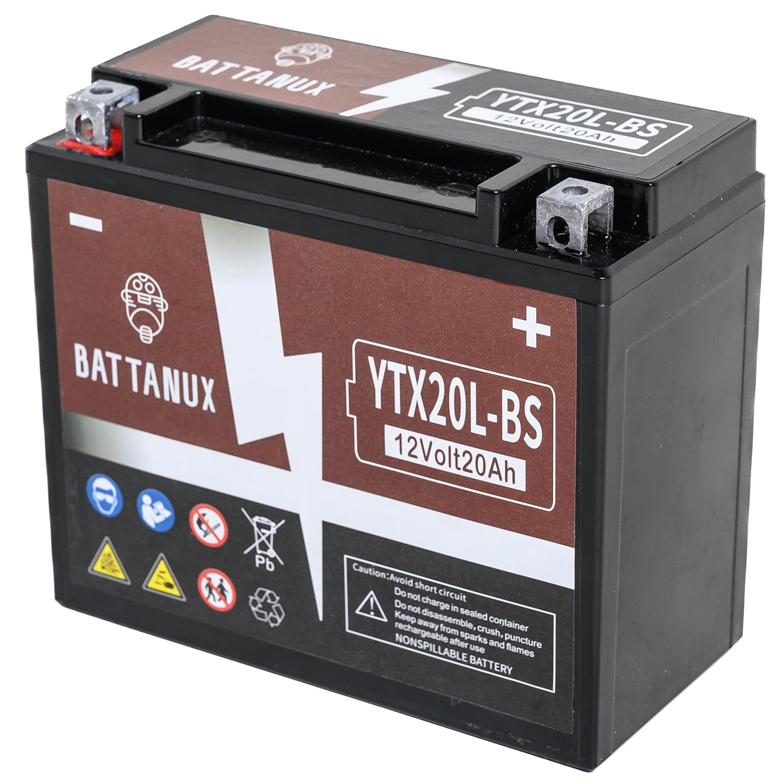 YTX20L-BS Batería Moto 12V 20Ah AGM – Alta Capacidad, Sin Mantenimiento, Antifugas, Lista para Usar para Moto, ATV y UTV