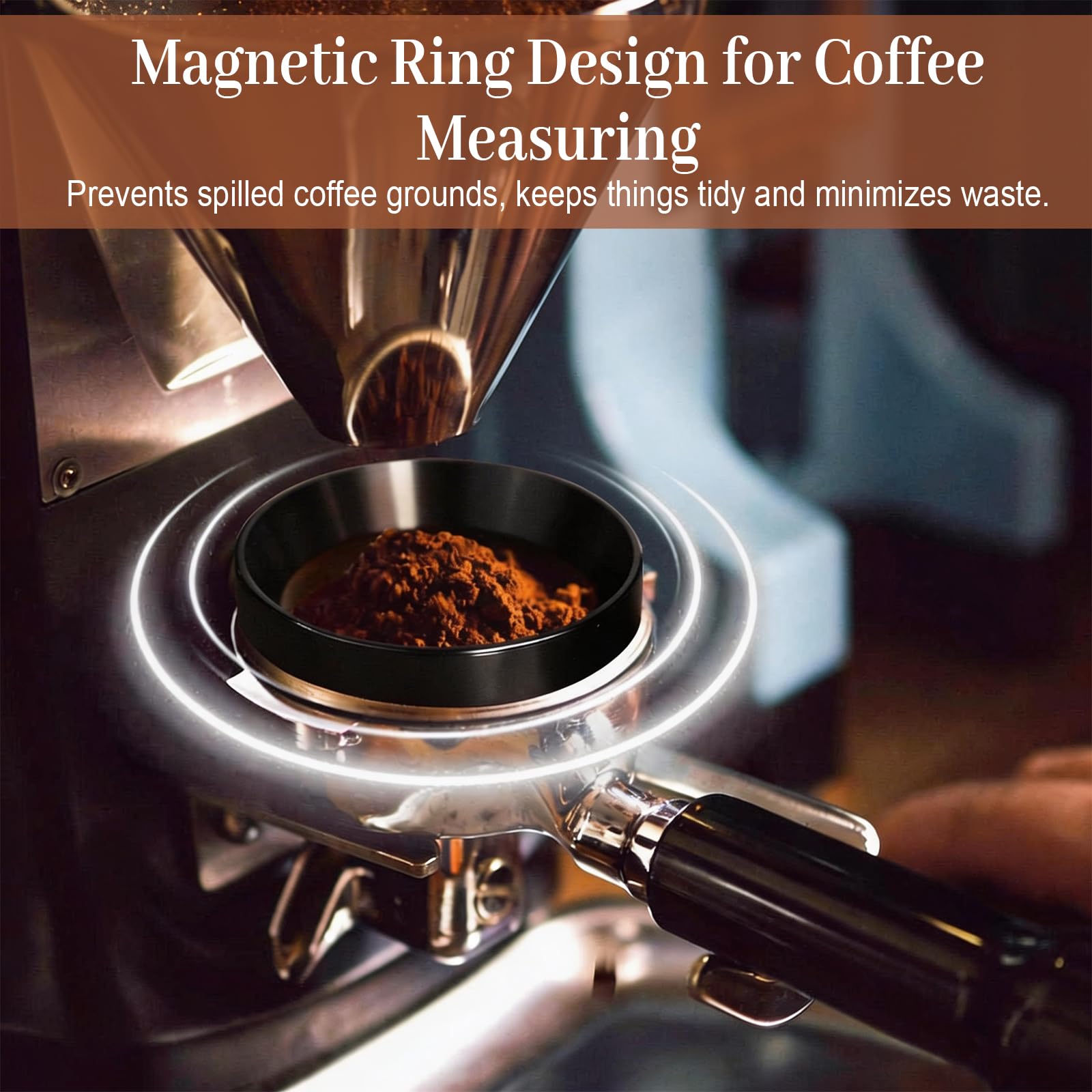 Tamper de café de 51 mm con herramienta WDT, juego profesional para portafiltros, incluye prensador de fondo estriado, herramienta WDT de 12 agujas (0,4 mm), anillo dosificador magnético y