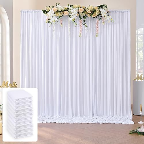 Paneles de cortina tipo telón de fondo grueso blanco sin arrugas, de 50 x 10 pies, cortinas de fondo de fotografía de poliéster, suministros de