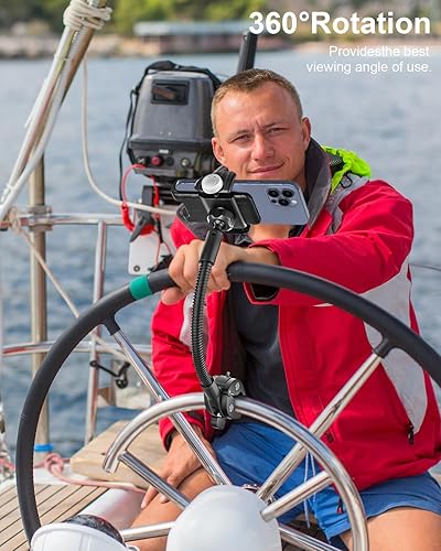 Miniatura 6 de Soporte de teléfono de cuello de cisne para silla de ruedas, cochecito, carrito de golf, barco, soporte de micrófono, bicicleta de ciclismo