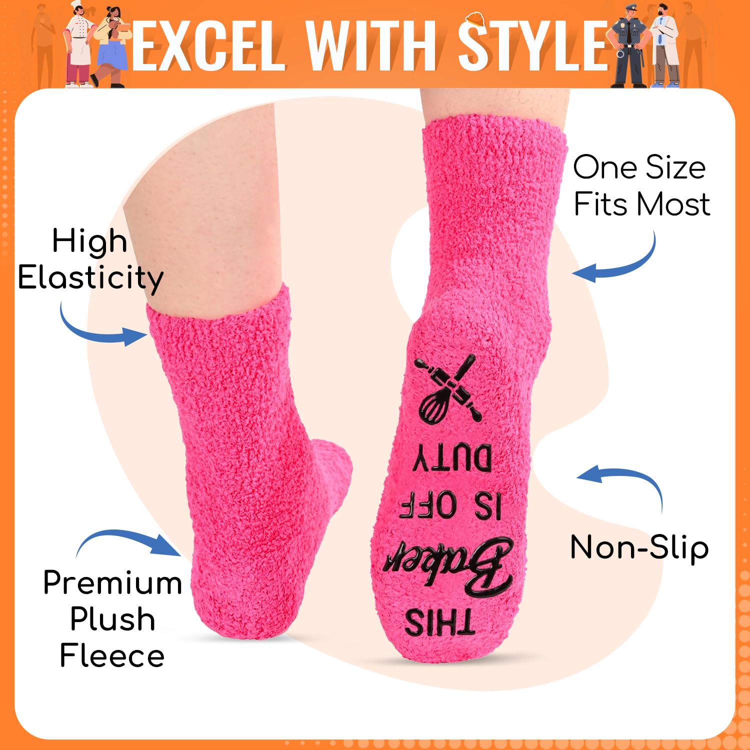HAPPYPOP Baker Gifts for Women - Pastry Socks 'Lets Get Baked', Baking Socks for Women
