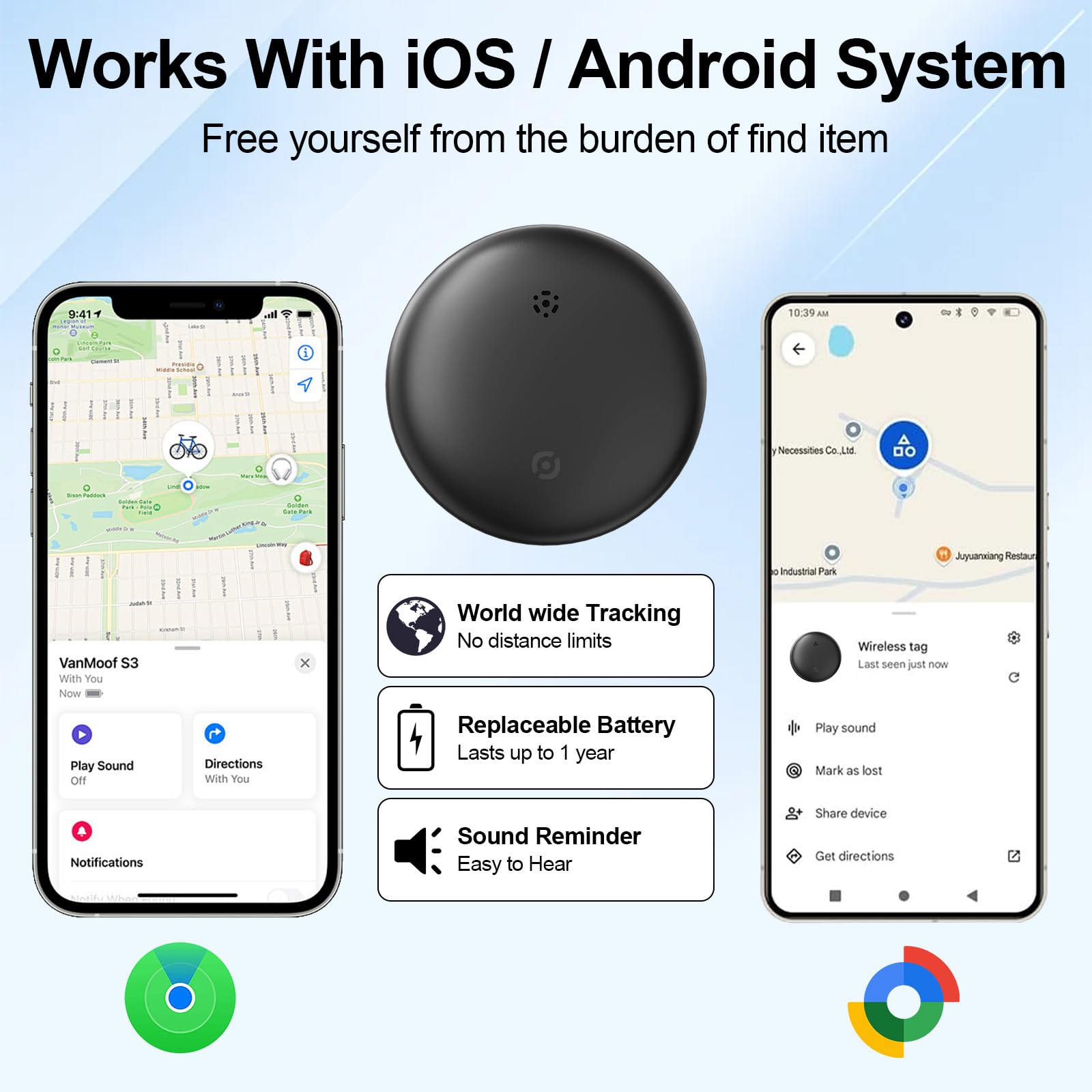 GPS Tracker for Vehicles, Mini Portable Magnetic Car Tracker, Work with iOS and Android, Car Gps Tracker Anti-Theft Tracker with Real-Time Location, No Monthly Fee or Subscription/No SIM Card Required — view 2