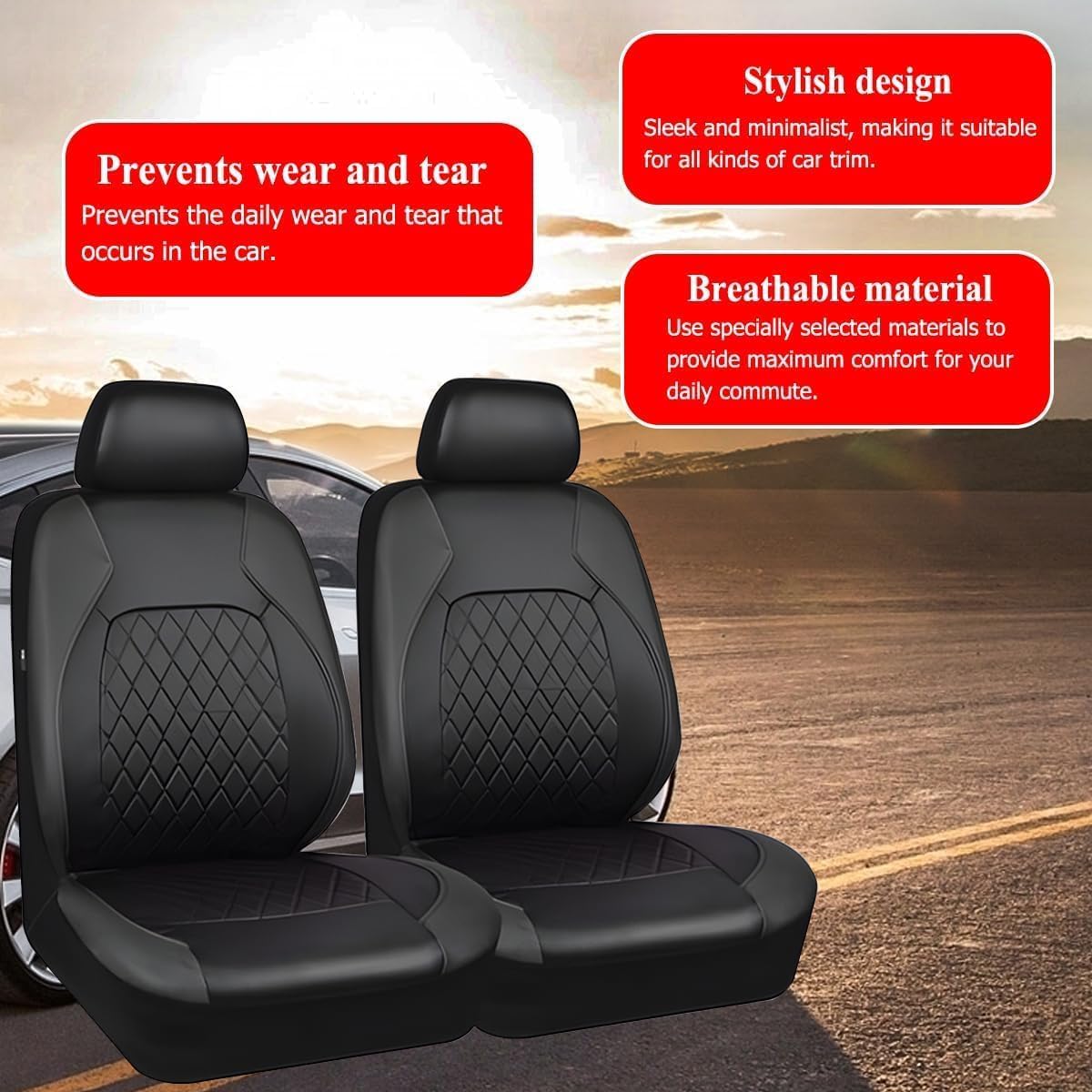 Coprisedili Auto Anteriore per Skoda Elroq/Elroq Sportline/Elroq RS, Set Copri-Sedile Fodere per Anteriori Proteggono Sedili Originali Dell'auto Accessori,B Black