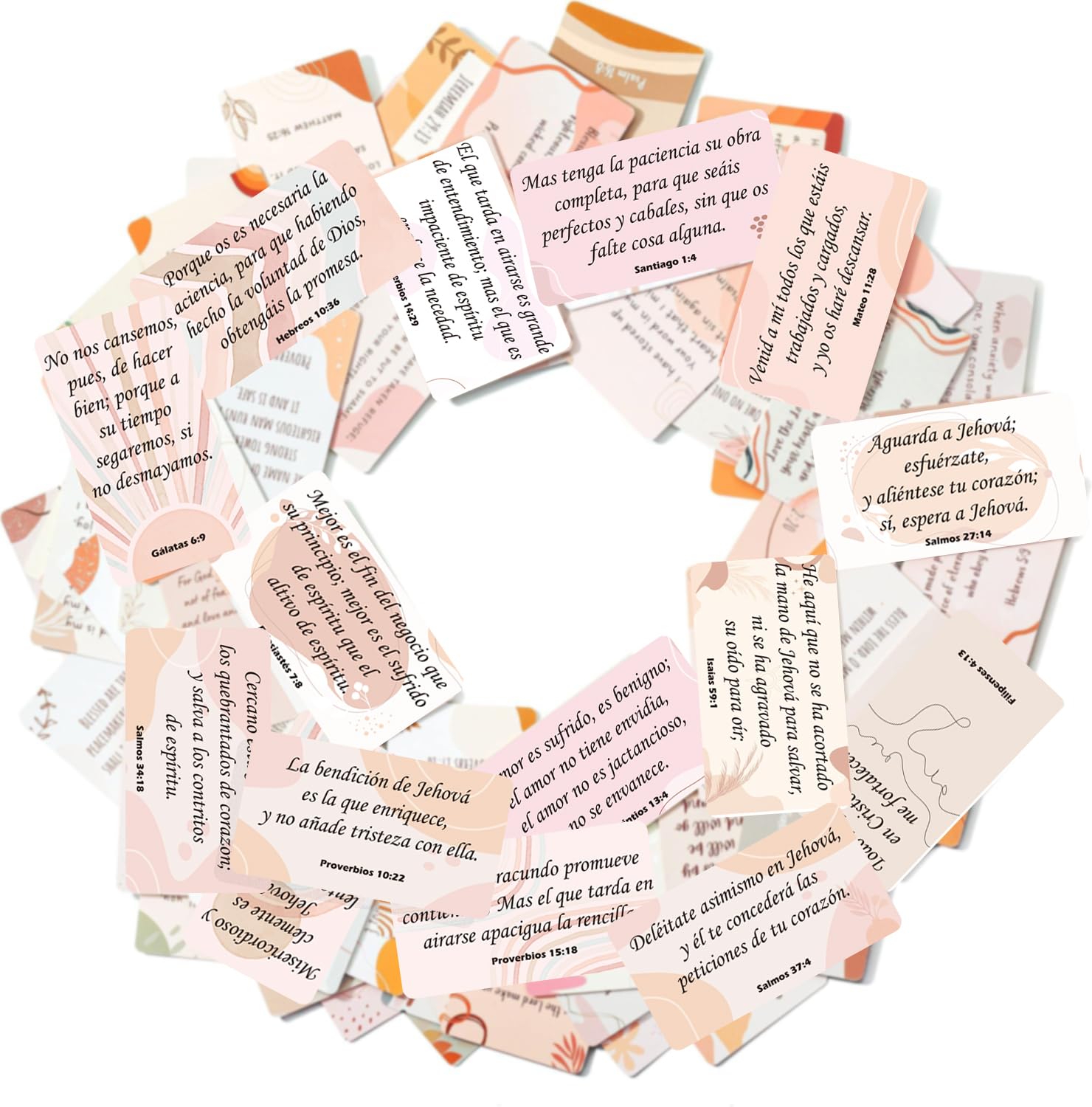 Empowering Spanish Prayer Cards: 60 Unique Boho Christian Cards with Inspirational Bible Verses and Mini Scripture for Daily Encouragement | Religious
