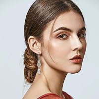 Vista 6 de Aretes colgantes de perlas de los años 20, aretes plateados de boda vintage para mujer