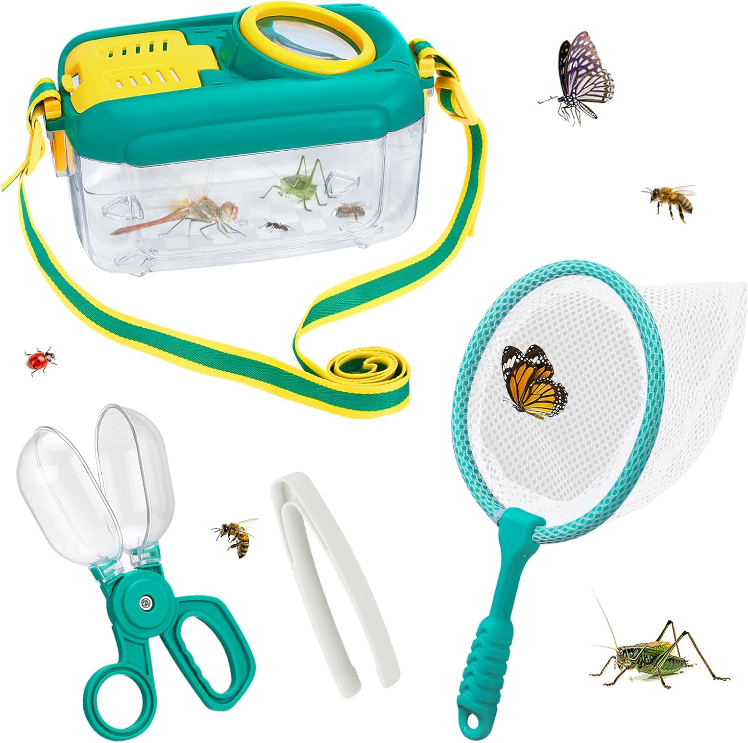 Biubee Bug Catcher for Kids - Sturdy Kid Bug Catching Kit Gifts with Butterfly Net Collector Insect Catcher Tweezer, Pink Kids Bug Habitat Outdoor Explorer Kit for Girls Age 3 4 5 6 7 8, 8Pcs, Pink