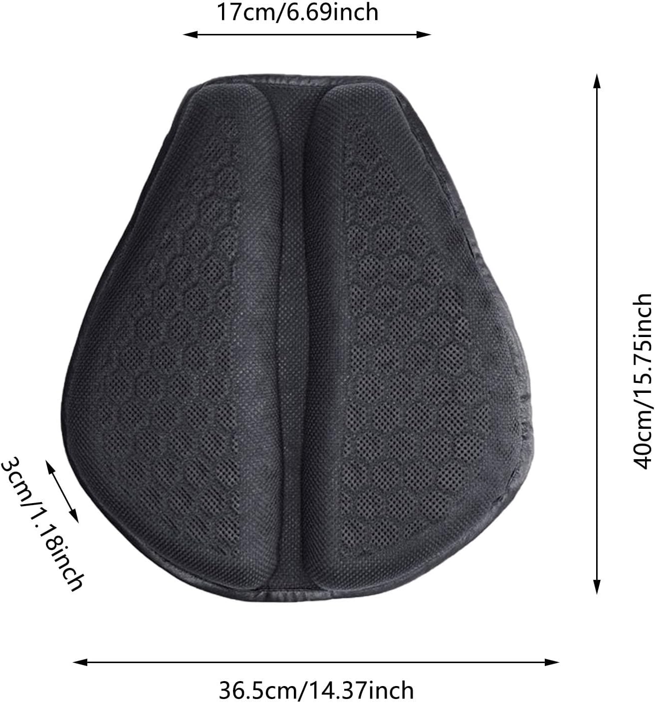 Motorcycle Seat Cushion, 100% Gel 3D-Honeycomb Rider Cushion for Motorcycle, Universal Non-Slip Grip Ergonomic Motor Seat Pad, Structure TPE Shock Absorption Breathable for Long Rides (Black)