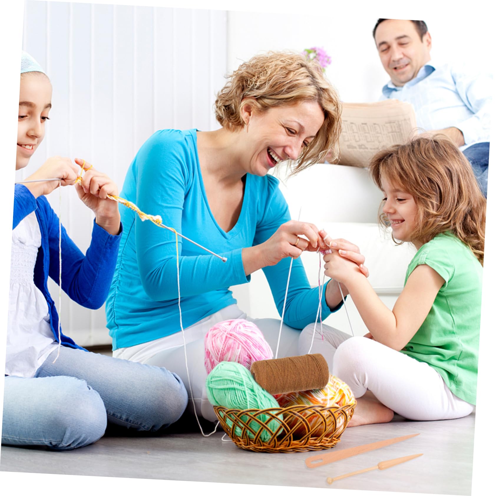 HOMSFOU 3 Ensembles Kit Outils de Tricot Ensemble de Métiers à DIY pour Adultes Aiguilles à Tricoter avec Fil Coton Activités Manuelles et Apprentissage Créatif