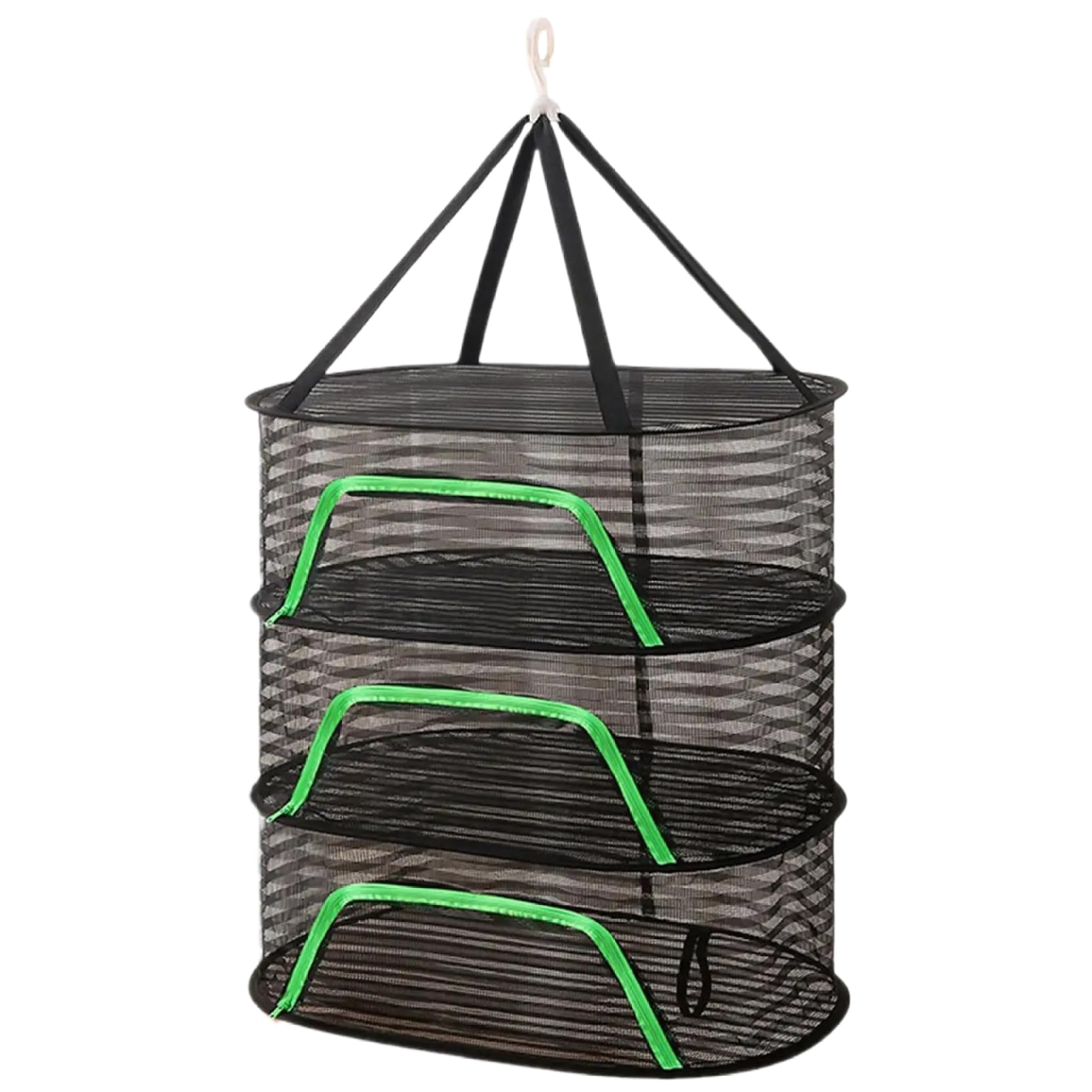 Wxyestna Herb Drying Rack Polyester Mesh Quick-Drying Herb Dryer 3-Layer Foldable Hanging Zippered Mesh for Fish Vegetables