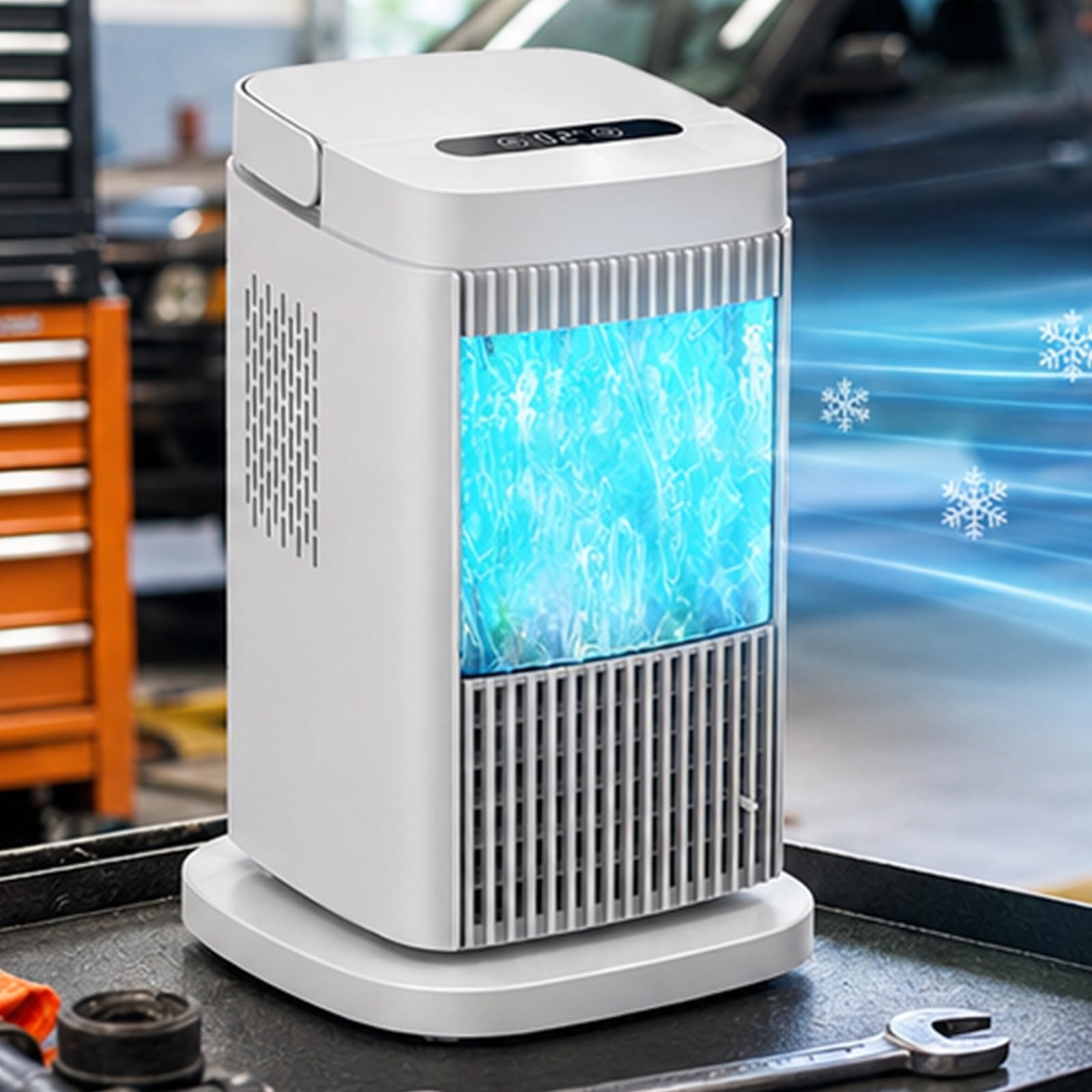 Yqyc Quiet Portable Evaporative Cooler, Mini Desktop Swamp Cooler with 3 Speed Airflow for Bedroom, Office and Dorm