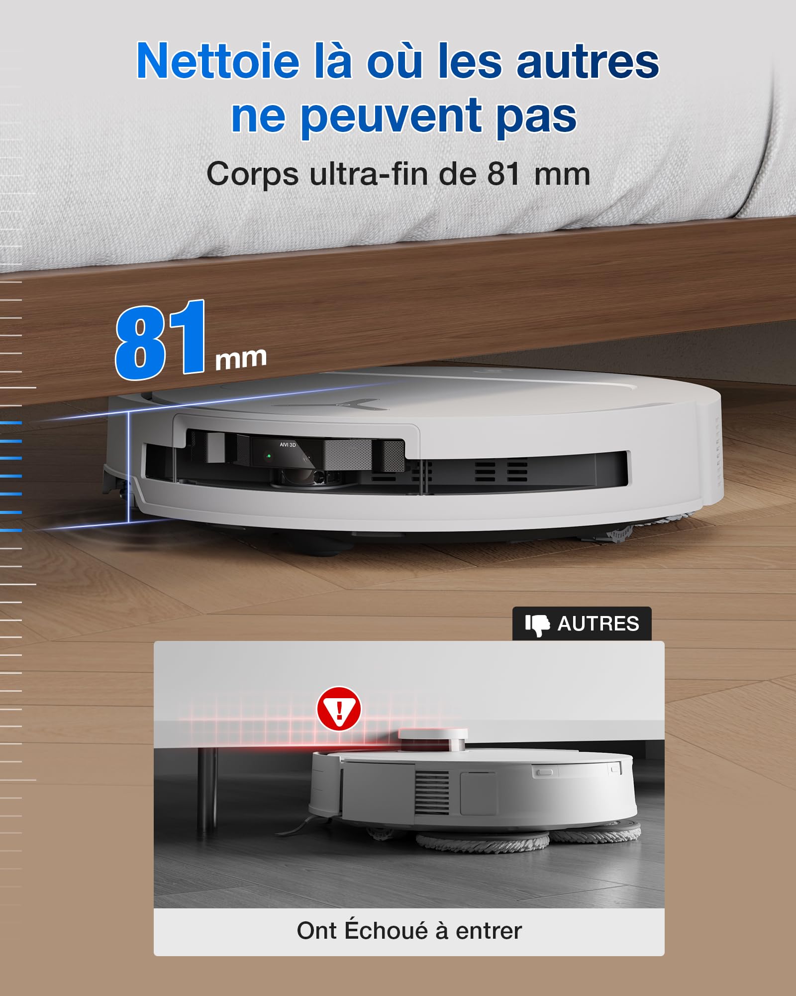 ECOVACS T50 Pro Omni Aspirateur Robot, 15000Pa amélioré par T30 Pro Omni, Brosse latérale et serpillière Extensibles, Ajout Automatique Solution de Nettoyage, Lavage à l'eau Chaude 75℃, Blanc
