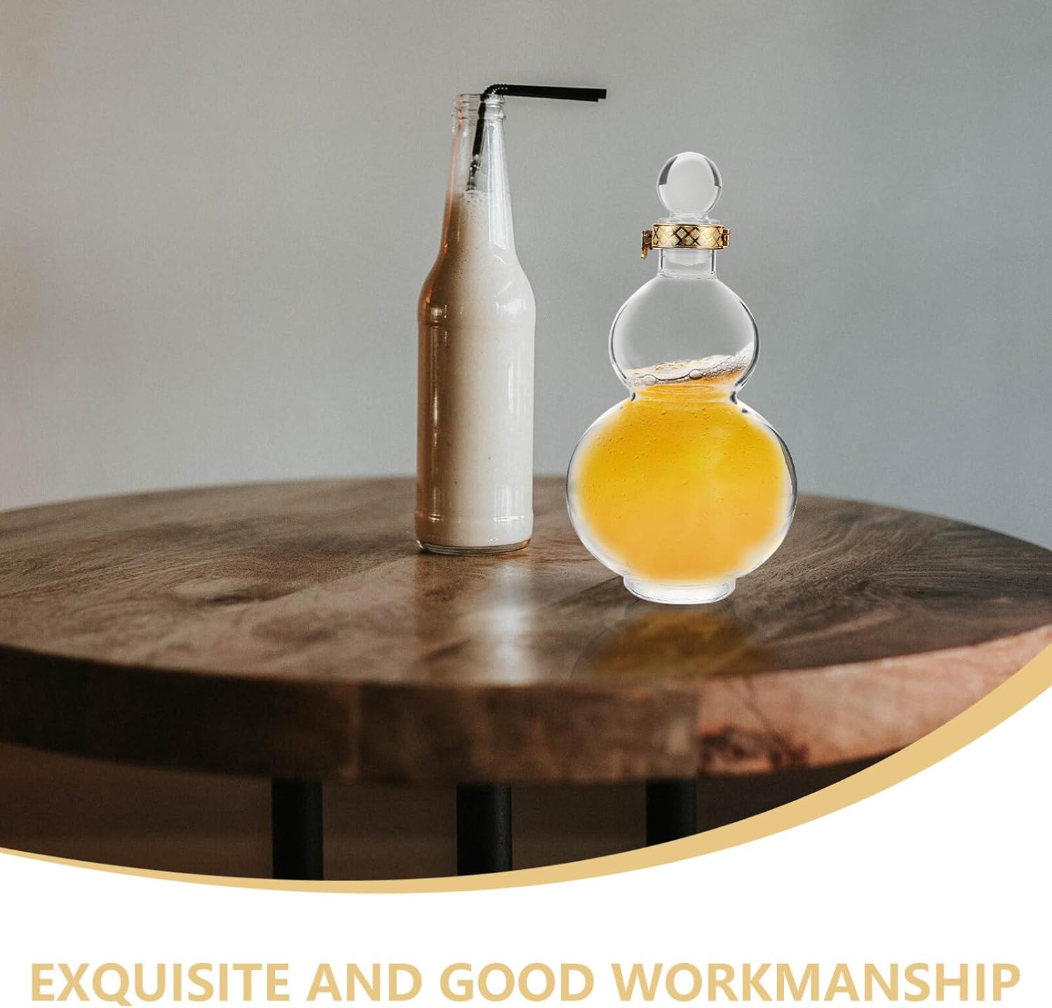 VOSAREA Gourd Shaped Glass Wine Bottle Unique Drinking Container for Home Use for Wine Making and Storage Lightweight High Borosilicate Material Smooth Edges for Safe Handling