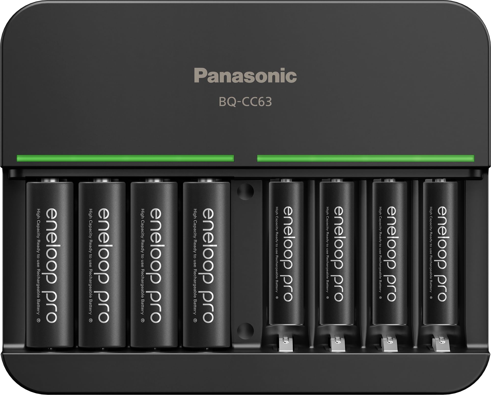 Panasonic K-KJ63KHC44A Advanced eneloop pro 8-Position Rechargeable Battery 6-Hour Quick Charger with 8 LED Charge Indicator Lights with 4AA and 4AAA eneloop pro Batteries