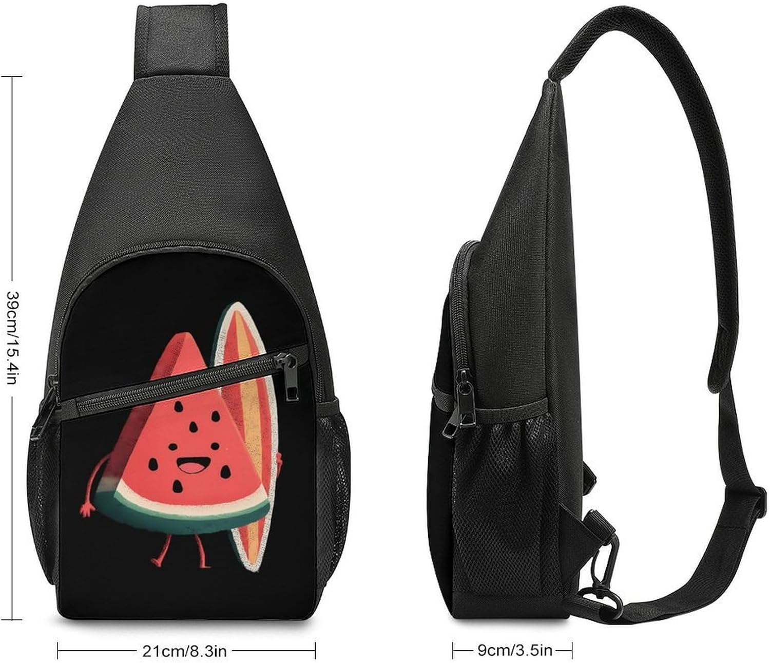 Watermelon Surf Surfing Surfboard Crossbody Sling Backpack Chest Bag Daypack