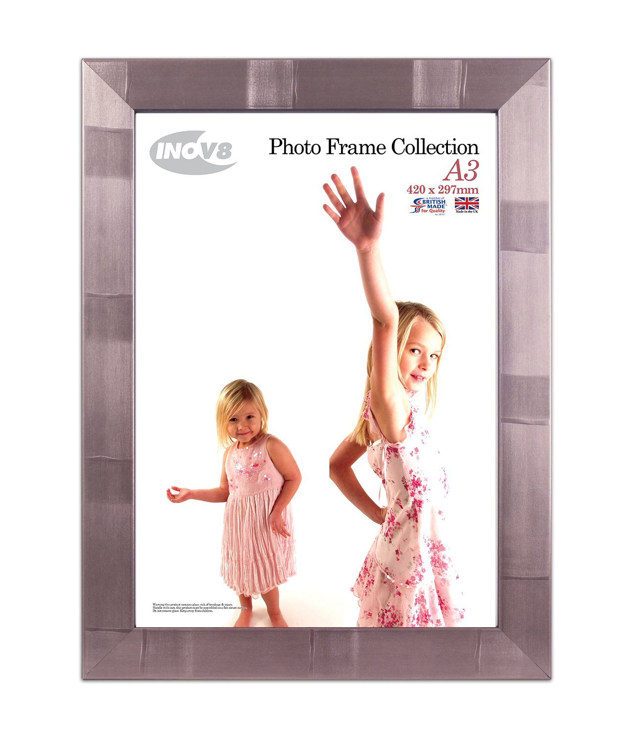 Inov8 Silver Photo Frame, Plastic, Striped A3