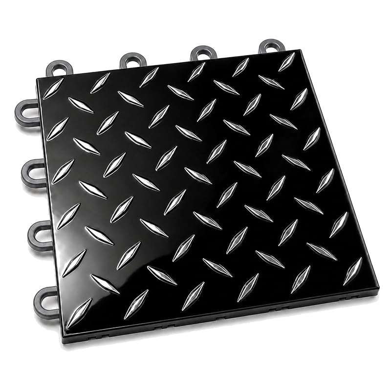 Piso Modular para Garagem Nitro Pro FlooringInc em Polipropileno Preto e Gunmetal com Encaixe por Pressão Kit com 20 Peças