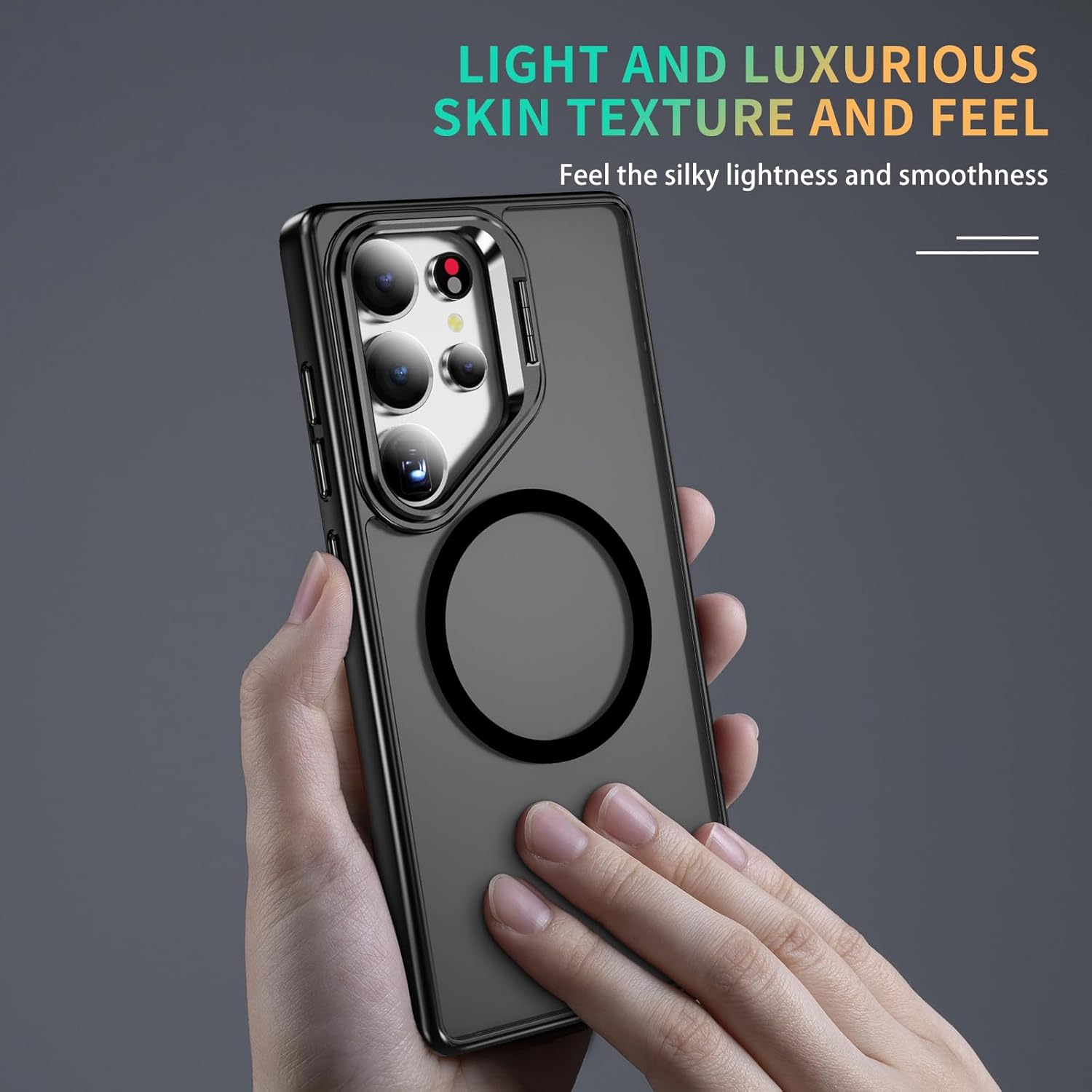 Hitaoyou Magnetic Shockproof for Samsung Galaxy S25 Ultra Case,Transparent Matte Built-in Metal Camera Kickstand Compatible with Magsafe Protective Slim Case for for Galaxy S25 Ultra 6.9" - Image 5