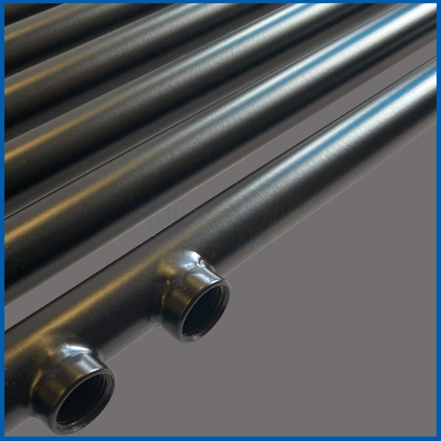 Radiador de baño SMYRNA PLUS, negro mate, 1000 x 800 mm. Secador de toallas de mano con conexión central
