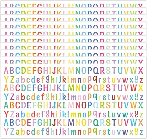 10 hojas de calcomanías de letras pequeñas, calcomanías autoadhesivas del alfabeto de 12 pulgada, lindas calcomanías de vinilo para artes,