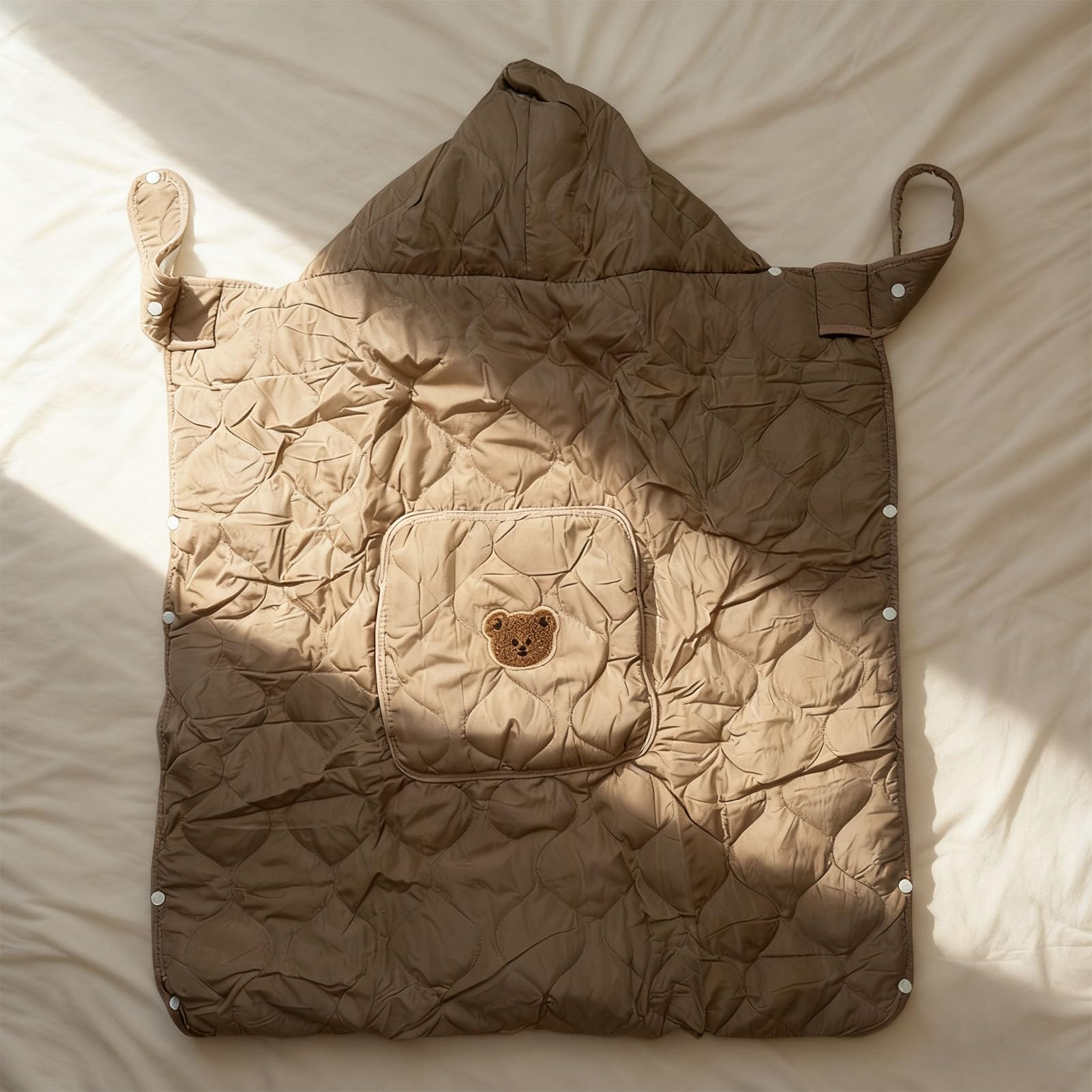 ViaGasaFamido Copertura per, Coperta per Passeggino Antivento e Protezione Solare con Cappuccio Giocoso a Forma di Cartone Animato, per Neonati e Bambini da 0 a 12 Mesi (Caffè)